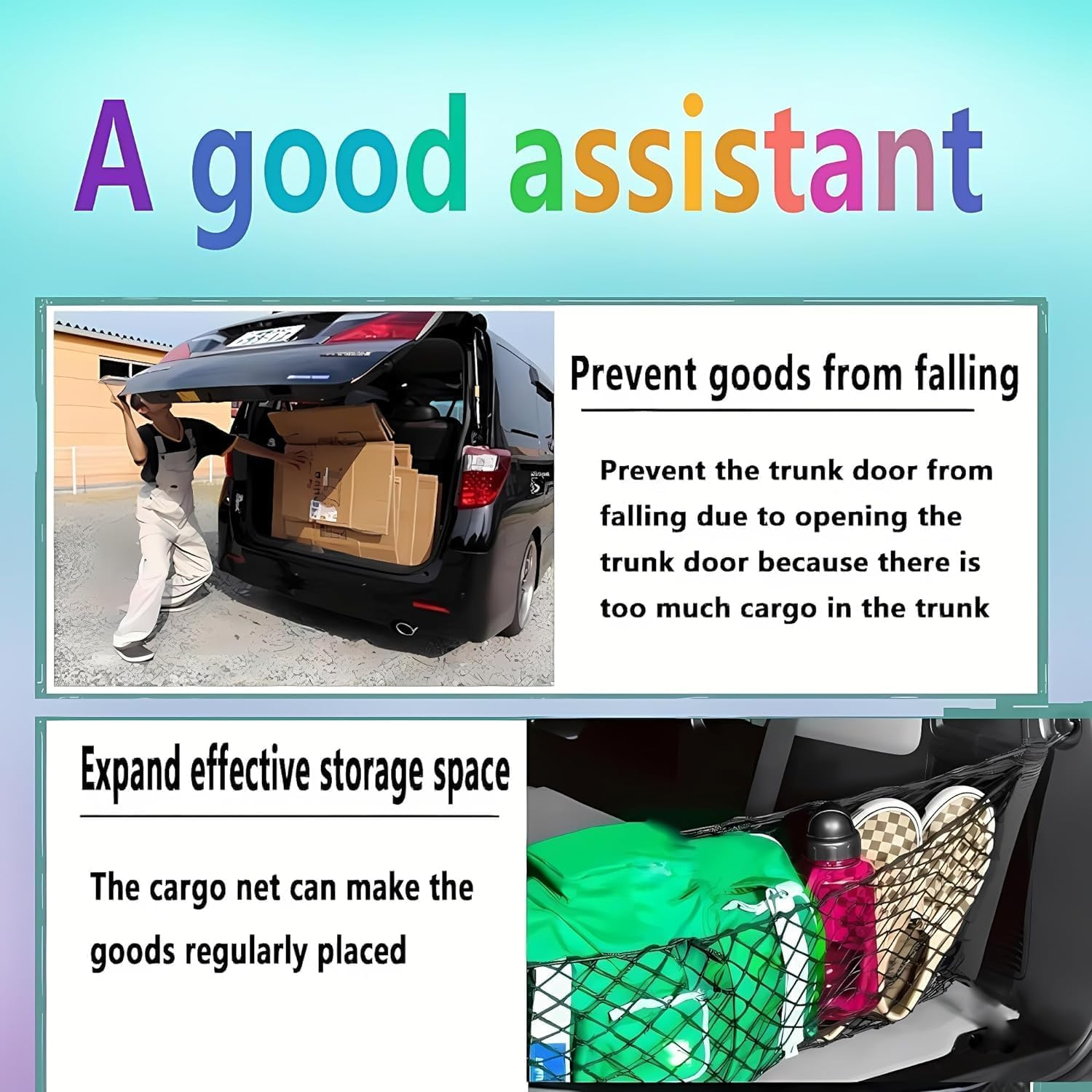 Cargo Net Compatible with 2019 to 2025 Subaru Forester, Black, Nylon/Polyester, Hook Fastener image number 2