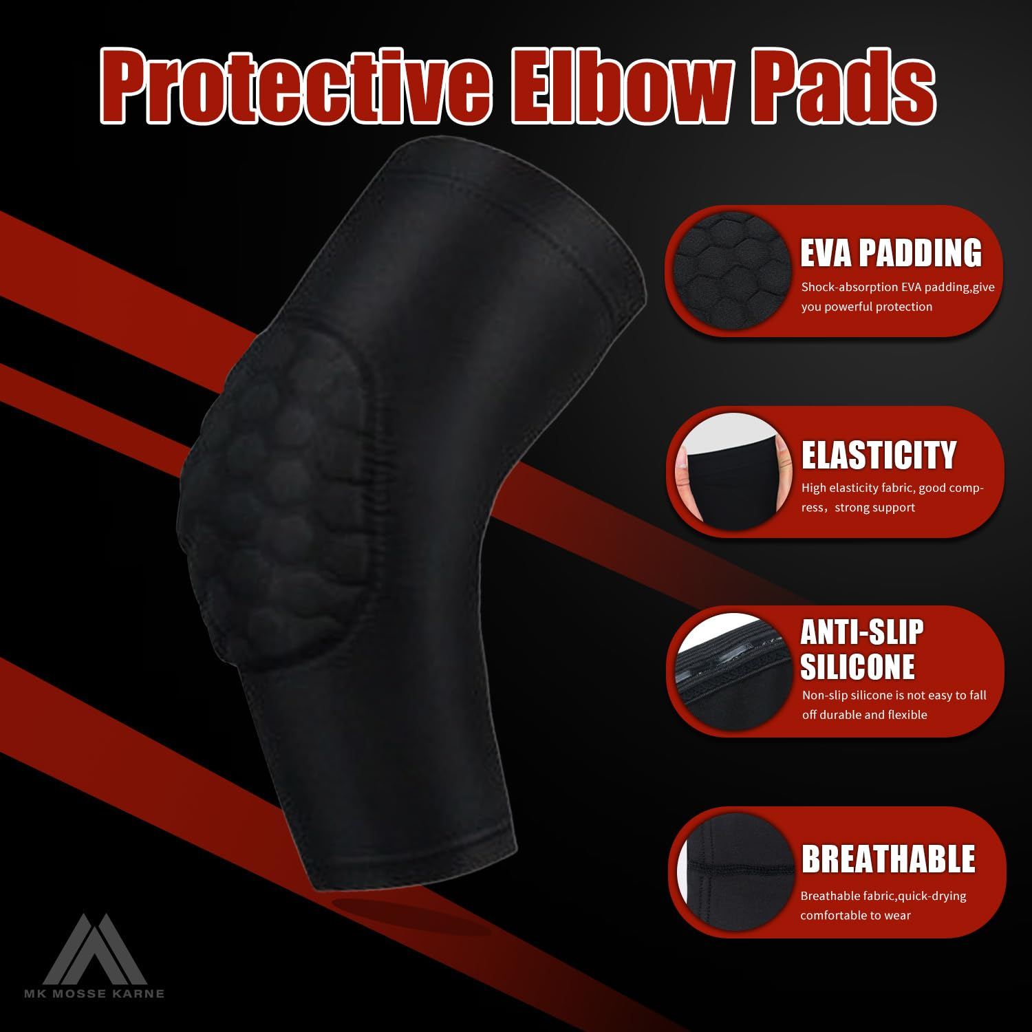 Padded Elbow Pads,Basketball Shooter Sleeves Volleyball Arm Sleeves for Youth Adluts image number 4