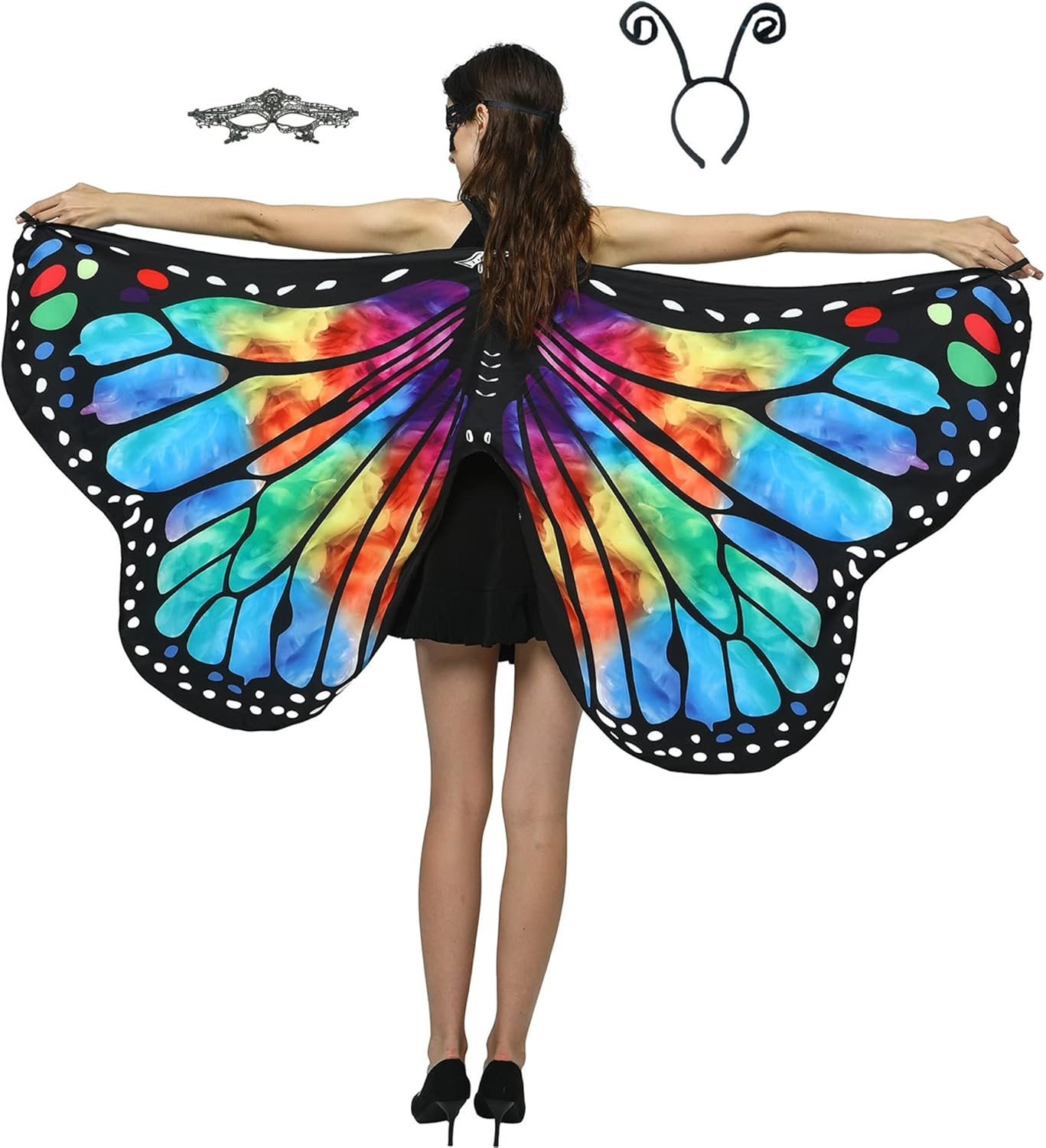 CISMARK Monarch Butterfly Cape Adult Halloween Accessory Blue and Purple image number 2
