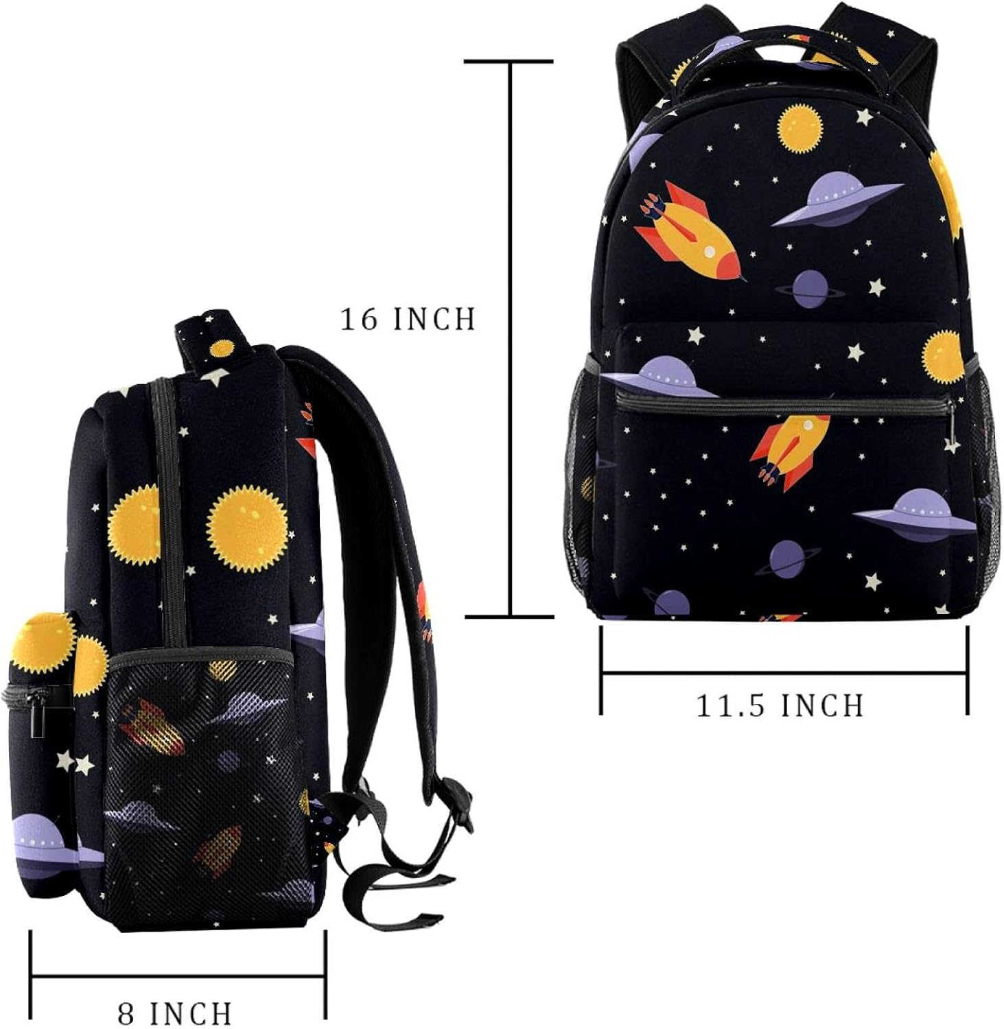 Cosmos Rockets Spaceships Ufos Backpack Students Shoulder Bags Travel Bag College School Tote Backpacks image number 3