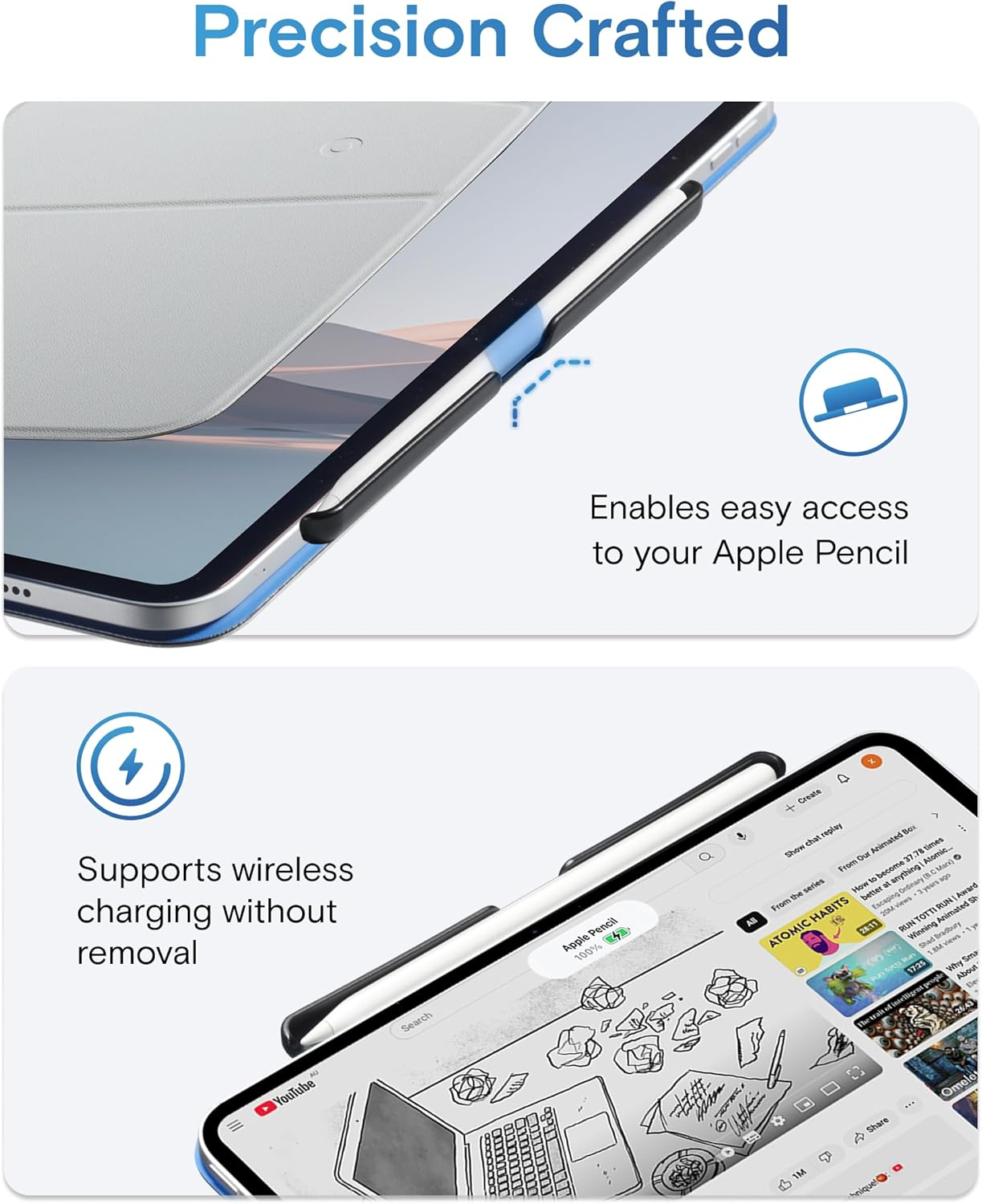 MOFT Pencil Holder for Apple Pencil Pro, Apple Pencil 2Nd Generation, Compatible with Magic Keyboard, Smart Folio and MOFT Dynamic Folio & Float Folio for Ipad image number 3