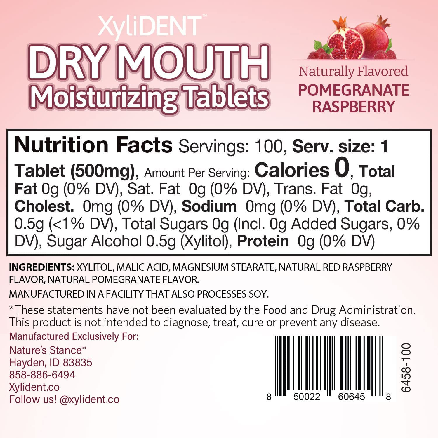 Xylident Xylitol Tablets for Dry Mouth Relief - Stimulates Saliva, Freshens Breath, Reduces Acid Production, Fast Acting Extended Relief, 100 Count image number 2