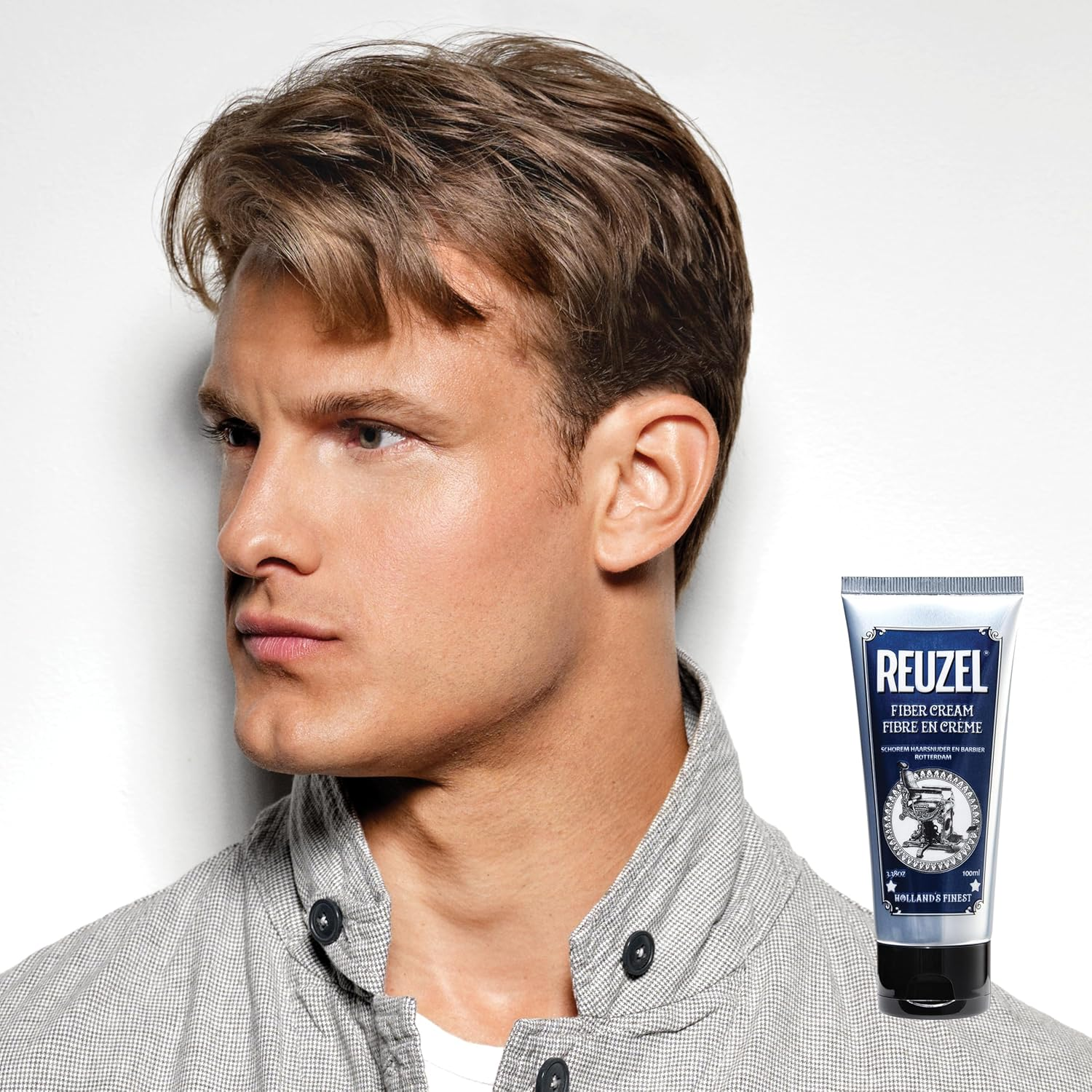 Reuzel Fiber Hair Cream for Men - Adds Fullness and Structure - Pliable Hold, Low Shine - Water Soluble - Works Well on Short to Medium Length Hair - Easy to Rework Hair after Styling - 100 Ml image number 5
