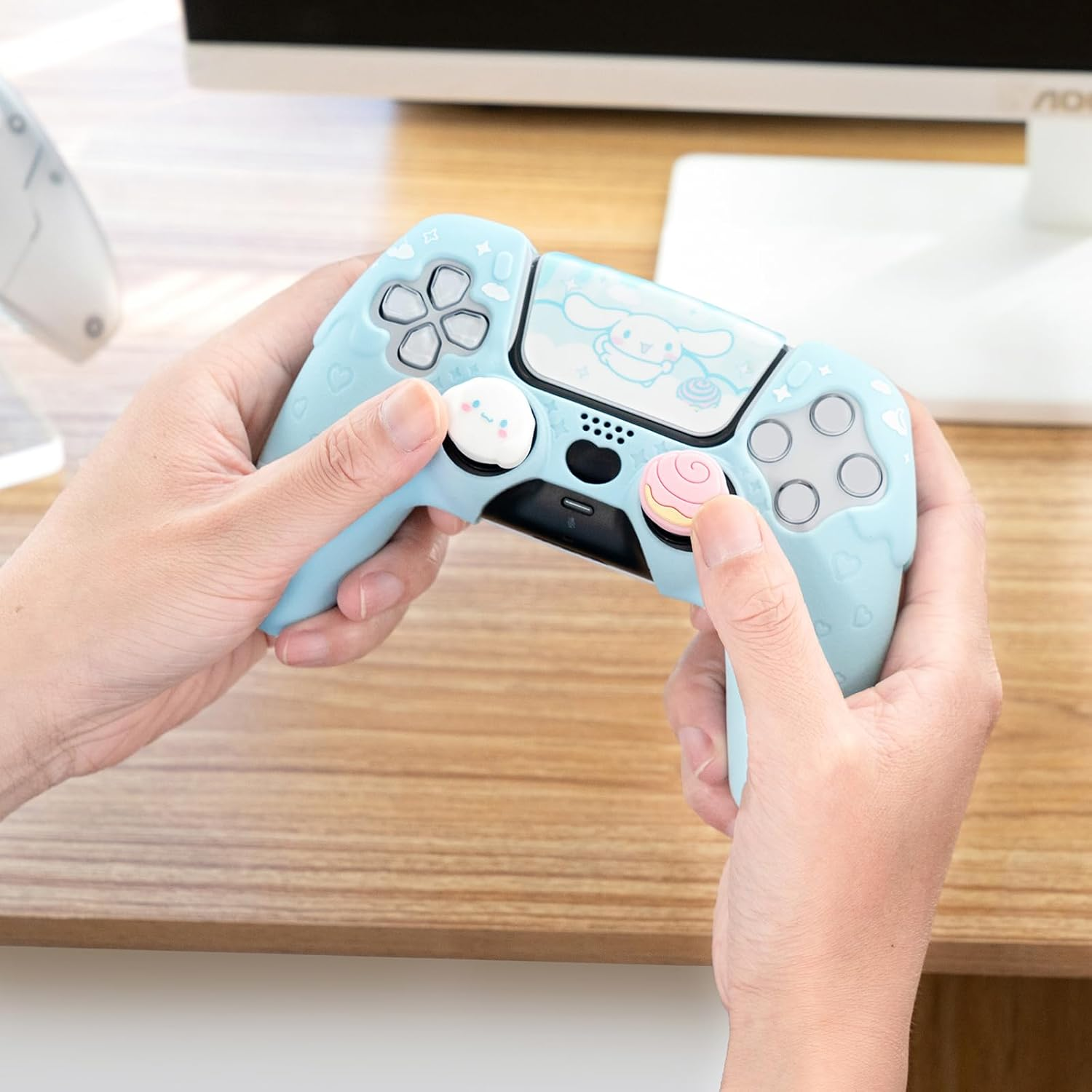 Kuitmor PS5 Controller Cover Skin Case,Anti-Slip Silicone Protective Cover Case,Cute Cartoon Protective Shell for PS5 Controller with 2 Thumb Grip Caps and 1 Sticker image number 5