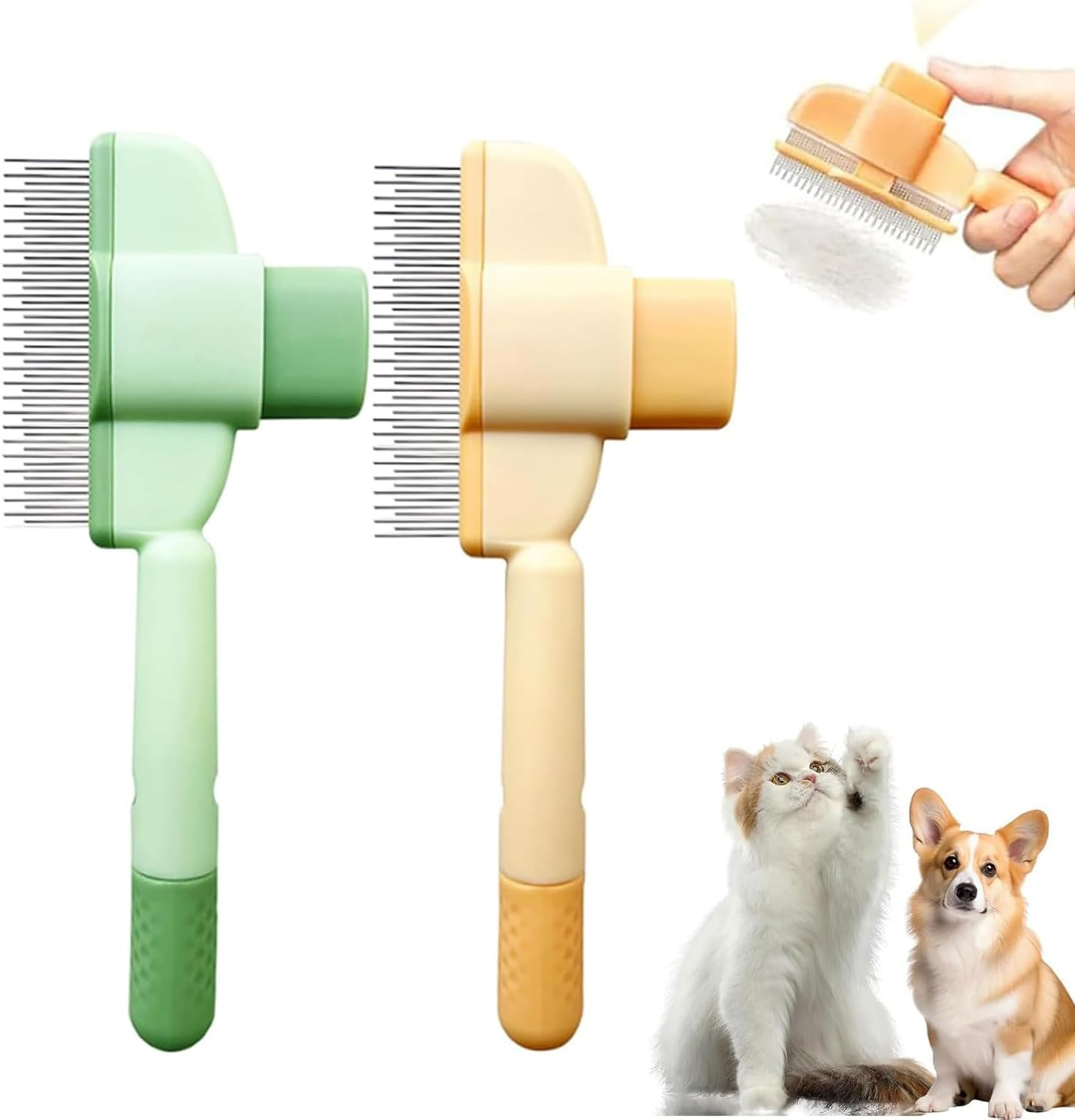 IONPSHG Cat Comb Grooming Tool Self Cleaning Grooming Brush for Cats and Dogs Cat Hair Removal with Release Button Pet Flea Comb Removes Fur Relieves Pain for Massaging and Cleaning Shedding Pet Hair image number 4