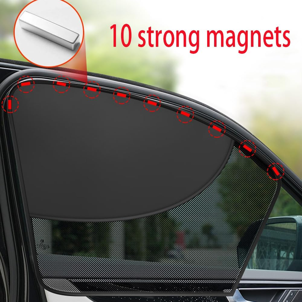 Driver Side Window Shade with Blackout Layer Foldable Desgin Adjustable Half-Blackout & Mesh-Through Car Window Cover for Driver Side Privacy and Visible for Most Cars for Camp,Travel, Nap(Black) image number 6