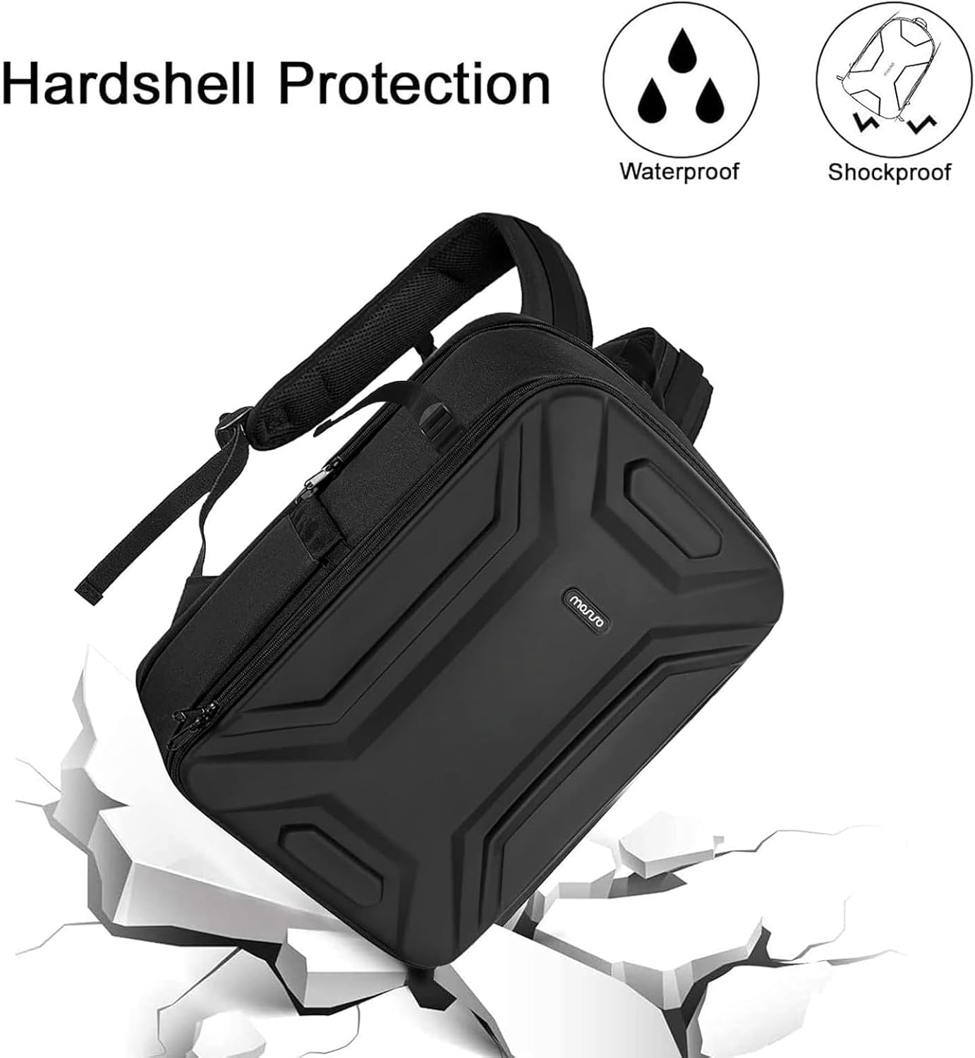 MOSISO Camera Backpack, Dslr/Slr/Mirrorless Camera Bag Waterproof Symmetric Geometric Hard Shell with Tripod Holder&15-16 Inch Laptop Compartment Compatible with Canon/Nikon/Sony, Black image number 6