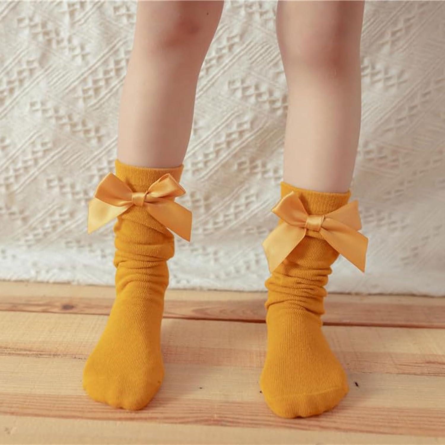 Lyvixora Newborn Baby Girls Socks with Bows - Soft Knee-High Christmas Style, Cute & Long Comfortable Infant Toddler Socks, Warm in Autumn and Winter image number 2