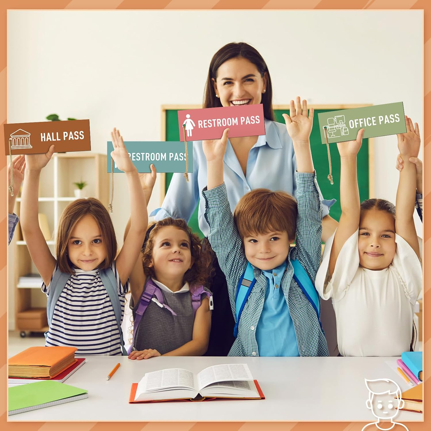 8 Pcs Magnetic Hall Pass for Kids Reusable Waterproof Classroom Girl Office Boy Nurse Restroom Pass for Teachers Nursery Kindergarten Decor (Pure) image number 6