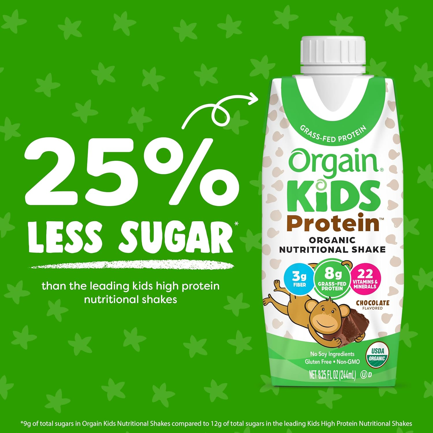 Orgain Organic Kids Nutritional Protein Shake, Chocolate, Healthy Kids Snacks, 8G Dairy Protein, 3G Fiber, 22 Vitamins & Minerals, No Soy Ingredients, Gluten Free, Non-Gmo, 8.25 Fl Oz (Pack of 12) image number 2