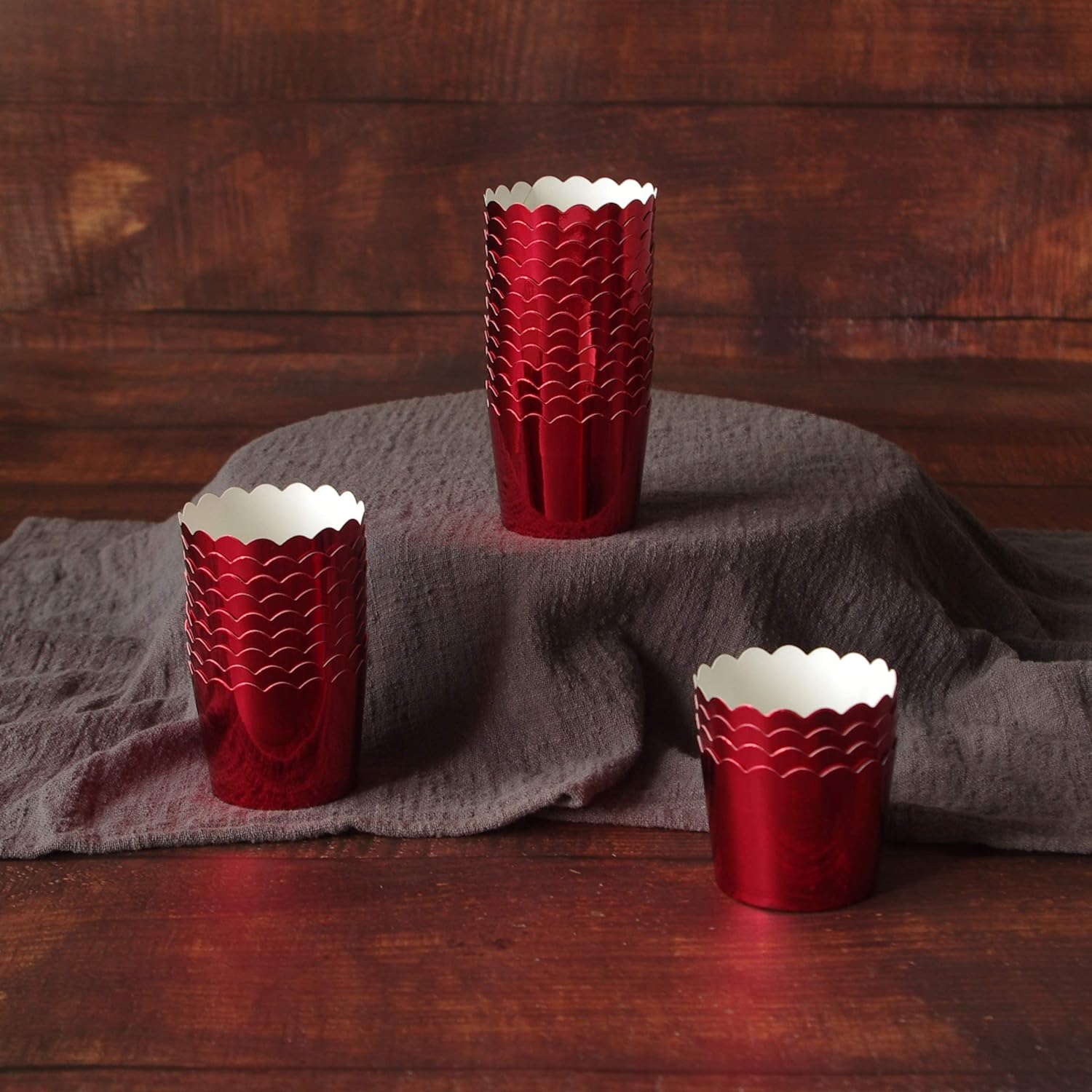 50 Pcs Paper Cupcake Liners Baking Cups, Holiday/Parties/Wedding/Anniversary Red