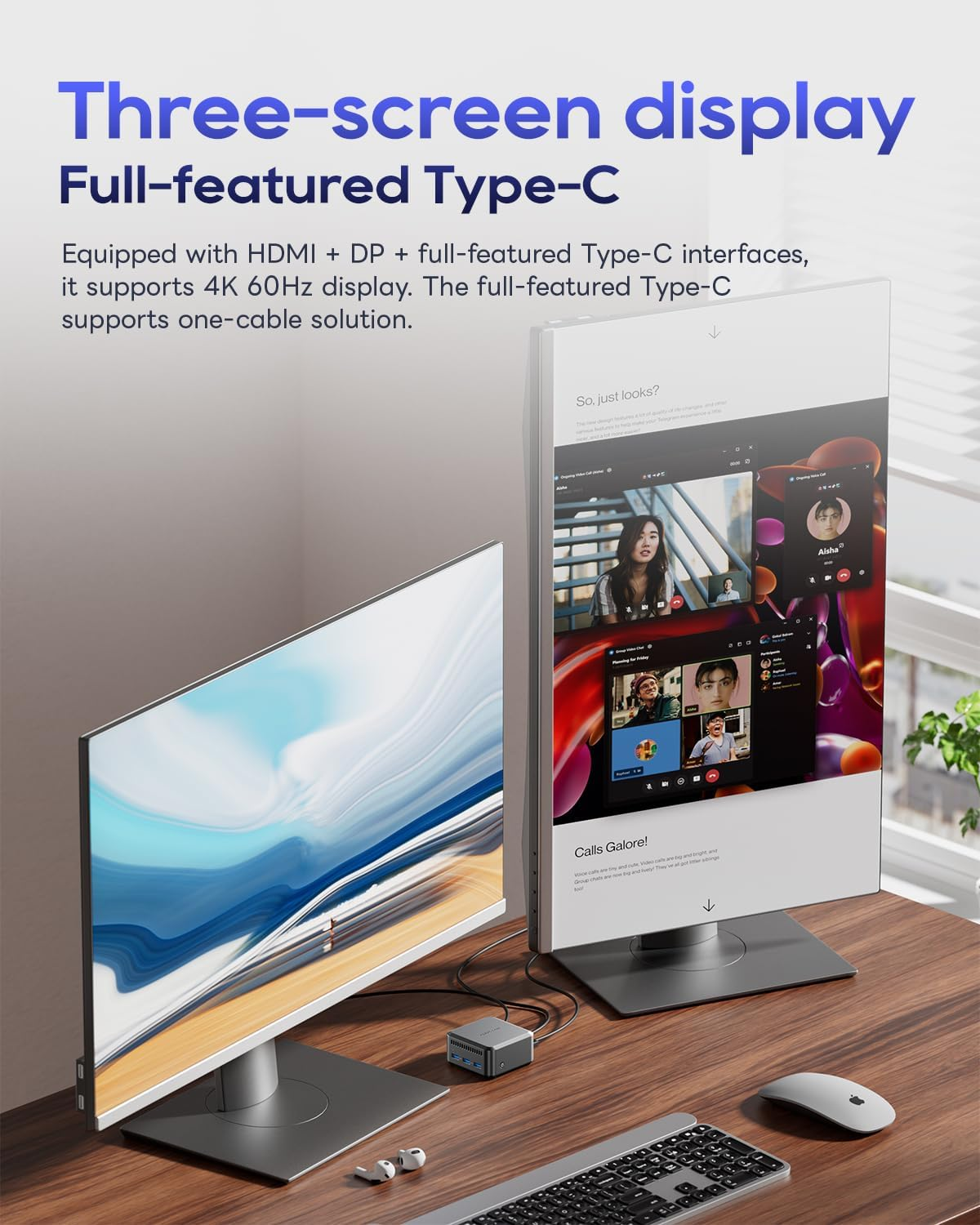 Mini PC N150 W11 PRO, Mini Desktop Computer with LPDDR5 12GB RAM 512GB M.2 2242 SSD, Mini Computer 4K Triple Display/Dual 2.5G Lan/Wifi5/Bt5 for Office/Business image number 4