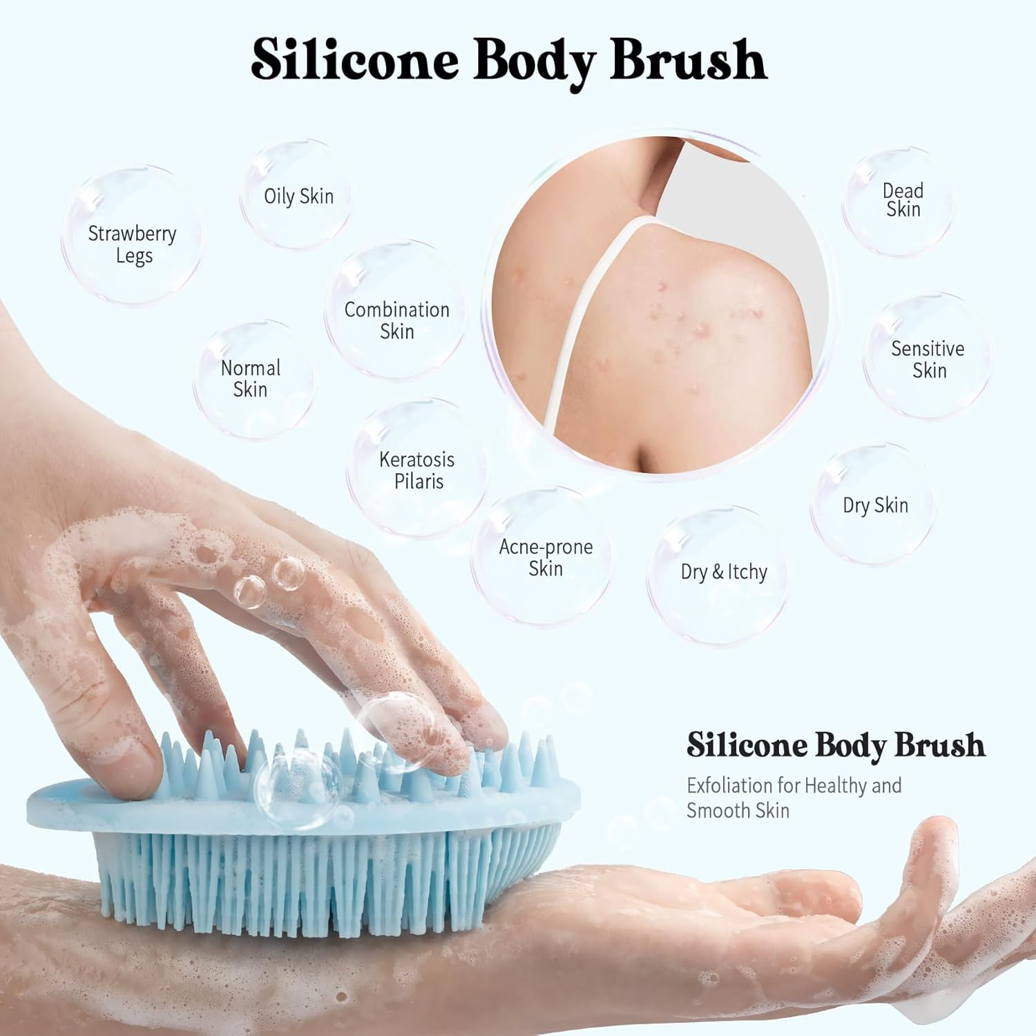 Silicone Body Scrubber 2 Pack Silicone Scrubber Bath Brush Showersiliconescrubber for Body Siliconescrubber Body Siliconebodybrush Silicone Loofah