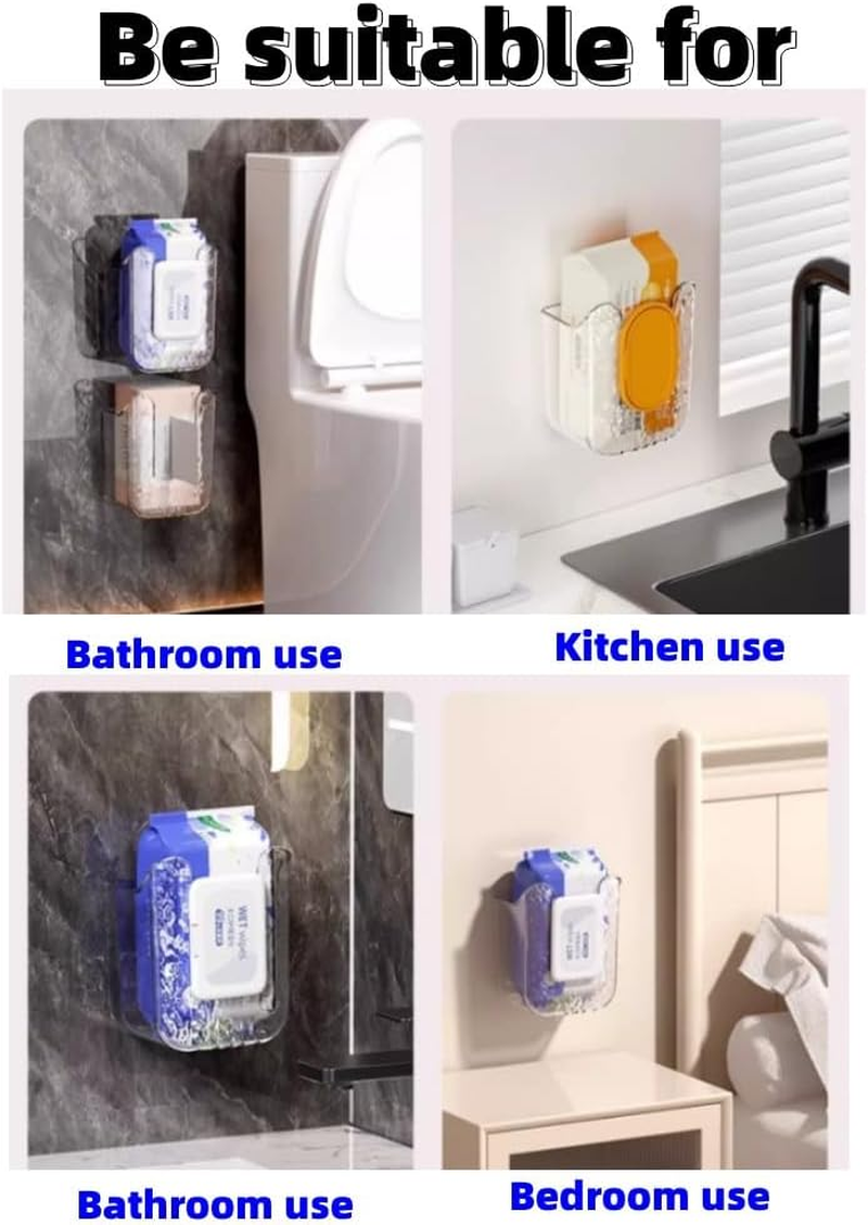 2Wet Wipes Dispenser Box,Refillable Wipes Container Box for Kitchen Bedroom Bathroom (Gray) image number 5