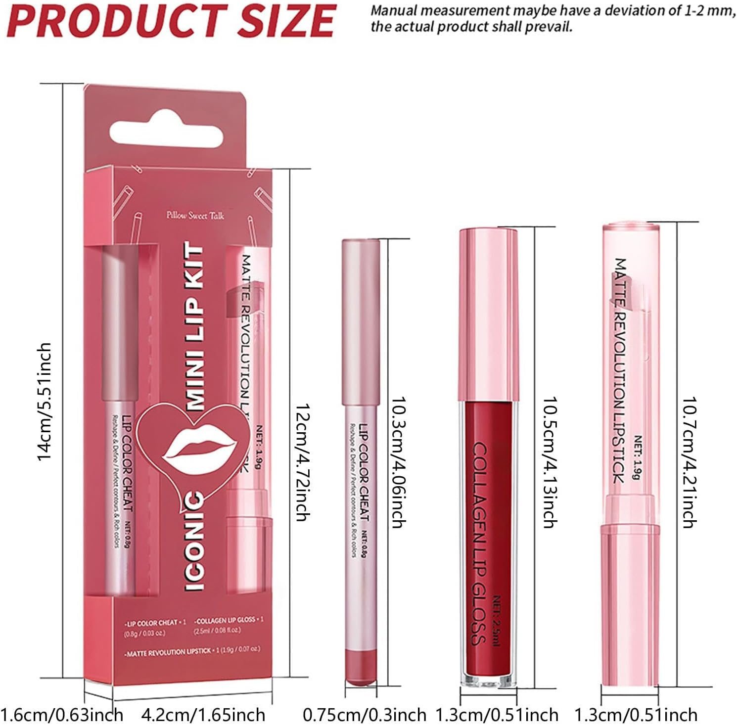 Volume Hack Trio Lip Kit - Lip Liner and Lipstick Combo Set, Long-Lasting, Smudge-Proof, High Pigment Velvet Finish, Hydrating Comfortable Wear (2#)