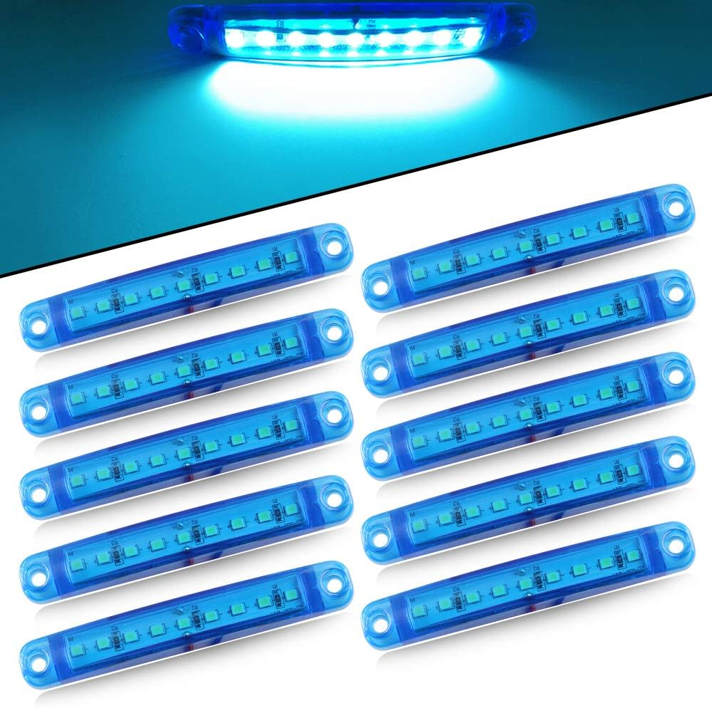 10Pcs 3.9" White 9 LED Side Marker Lights 12-24V,Bright Indicator Light Front Rear Side Position Lamps for Car Truck Trailer Camper Van Lorry RV Marker Lights