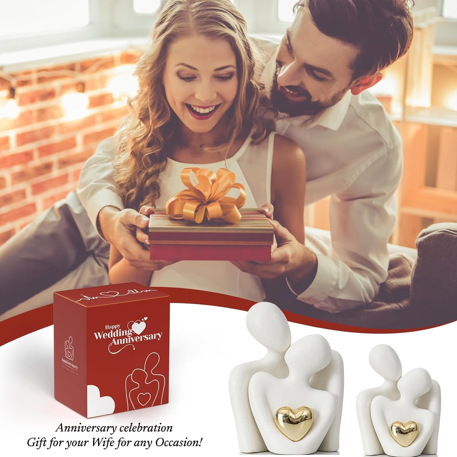 Mini Couple Sculpture,Tv Stand Decor Hugging Couple Statue Love Statue for Home Decorations,Abstract Sculpture Knick Knacks Romantic Gifts for Valentine Anniversary Birthday (3.15In/White) image number 4