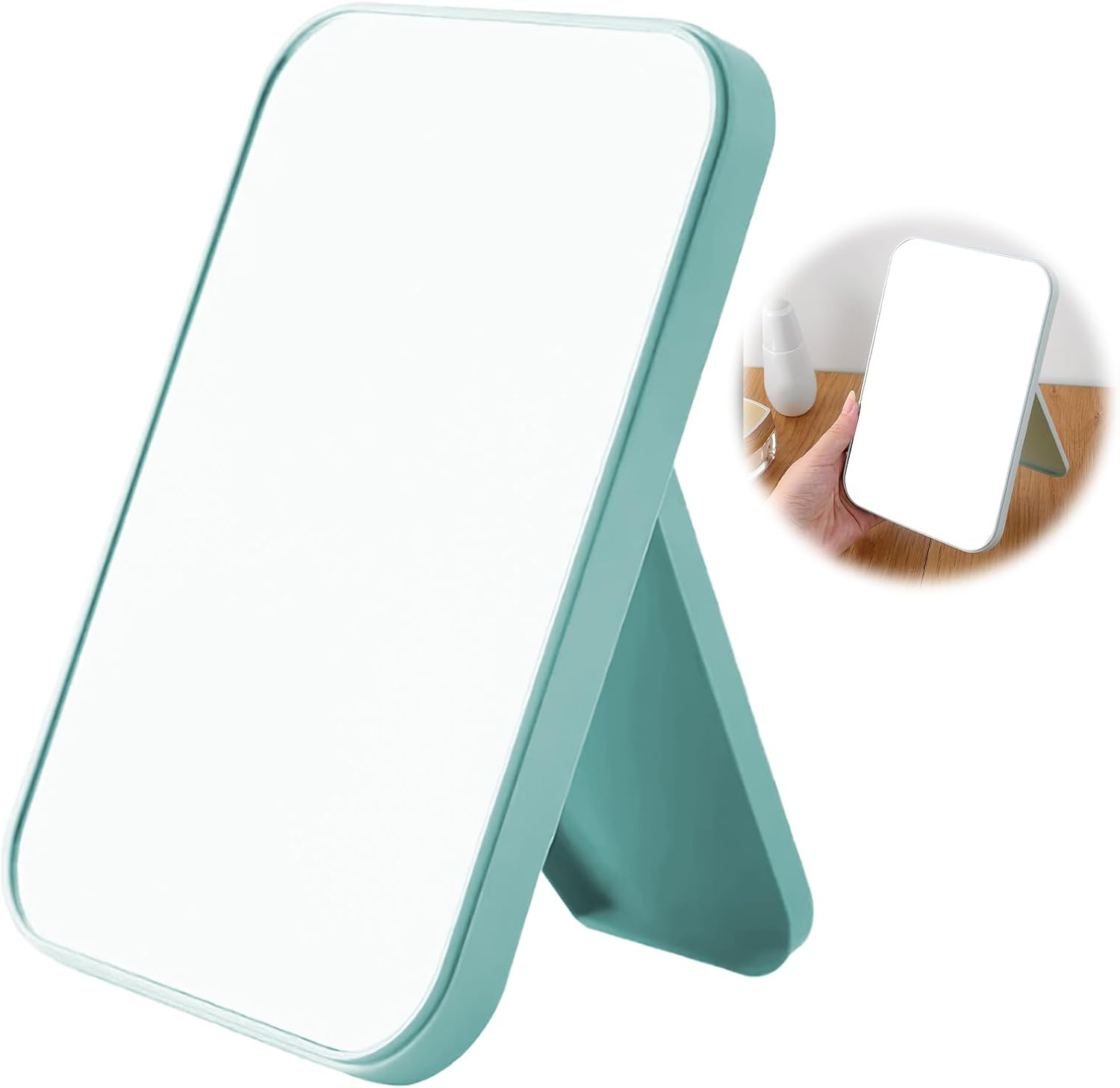 Bushhaven Premium Tabletop Mirror with Foldable Stand - Super HD Anti-Distortion Glass for Flawless Makeup, Perfect for Bathroom & Vanity Use, Ideal for Travel & Home Beauty Routine