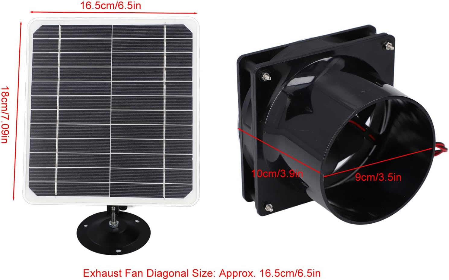 Solar Powered Exhaust Fan, 12V 50W Solar Panel with 6.5 Inch Ventilation Fan Kit, Powerful Ventilation Solar Powered Fan Vent Fan for Chicken Coops, Greenhouses, Sheds, Pet House image number 1