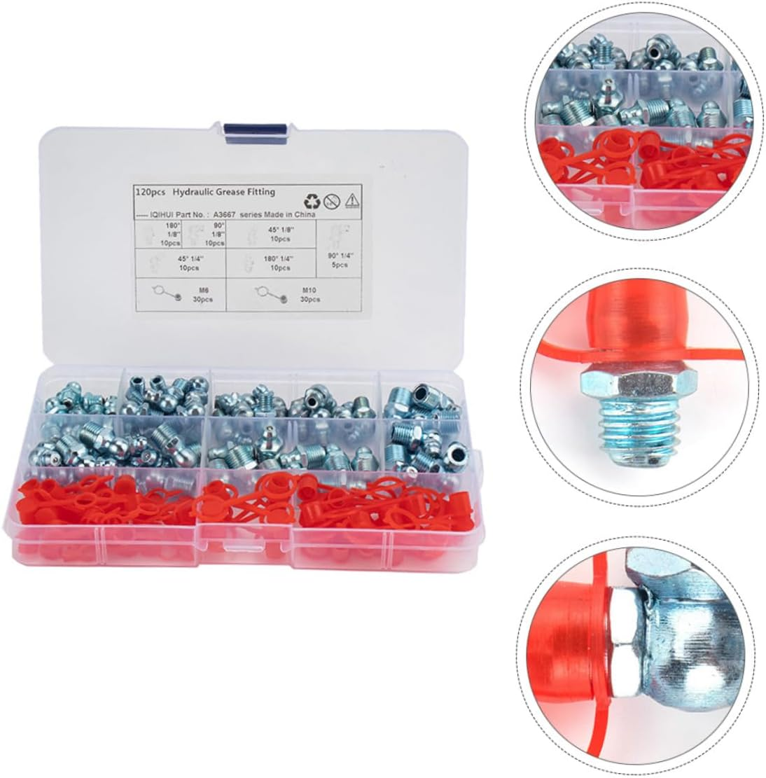 YOSADIER Grease Fittings Angled Grease Tool for Mechanical Equipment Precise Lubrication Zerk Assortment image number 1