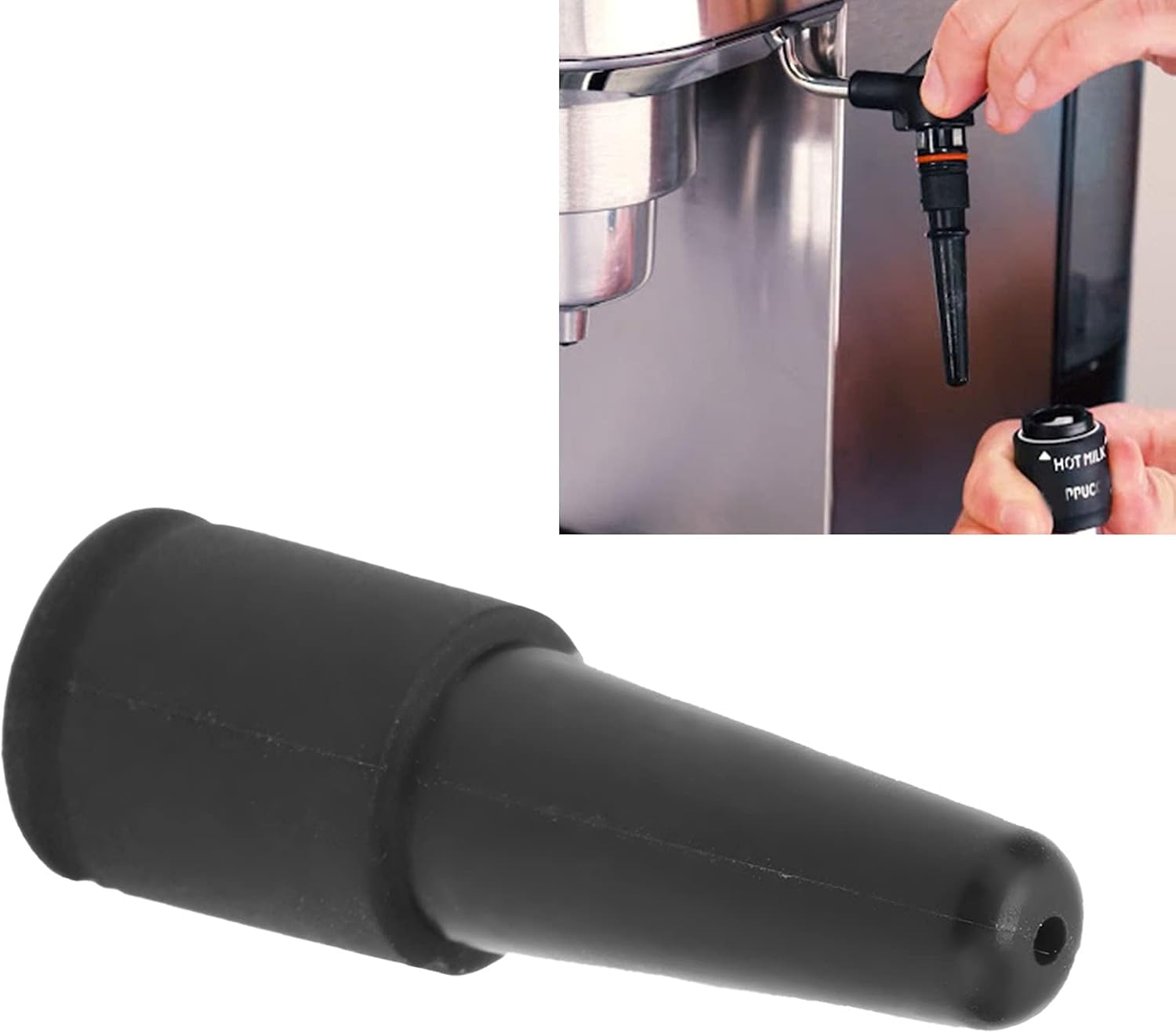 Coffee Machine Nozzle, Espresso Distribution Tool,1 Hole Silicone Milk Foam Spout Replacement for Delonghi Coffee Maker,Reusable Durable Coffee Machine Spout for Home Kitchen Cafe Milk Tea Shop image number 1