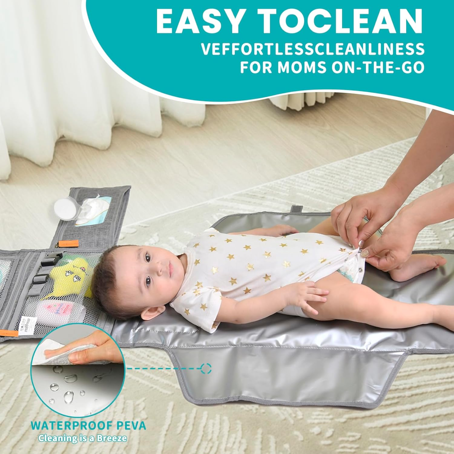 UBRAVOO Portable Diaper Changing Pad - Baby Diaper Changer Travel Bag with Wipes Pocket, Smart Design Portable Changing Mat, Infant Travel Station Kit, Gift for Newborn Girl & Boy (Grey)