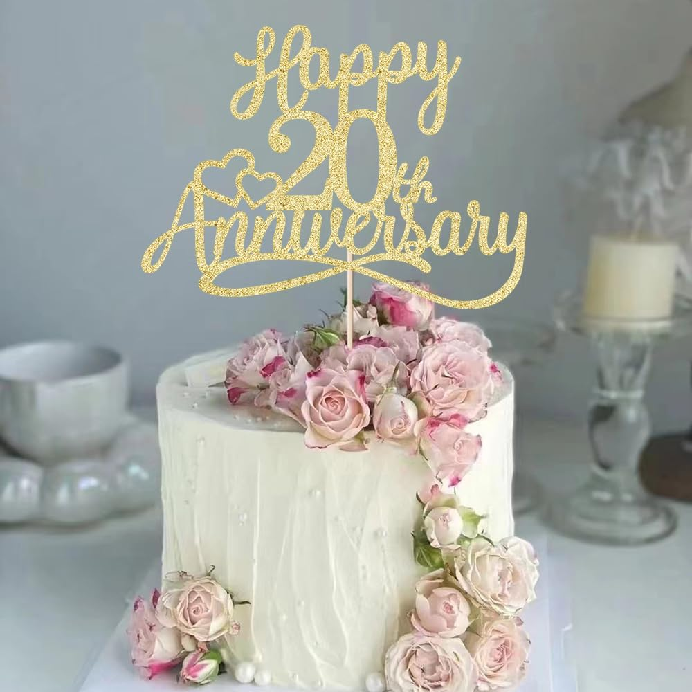 Sleyberoy Glitter Happy 35Th Anniversary Cake Toppers - Wedding & Party Decorations for 35Th Anniversary, Company Celebration, or Birthday