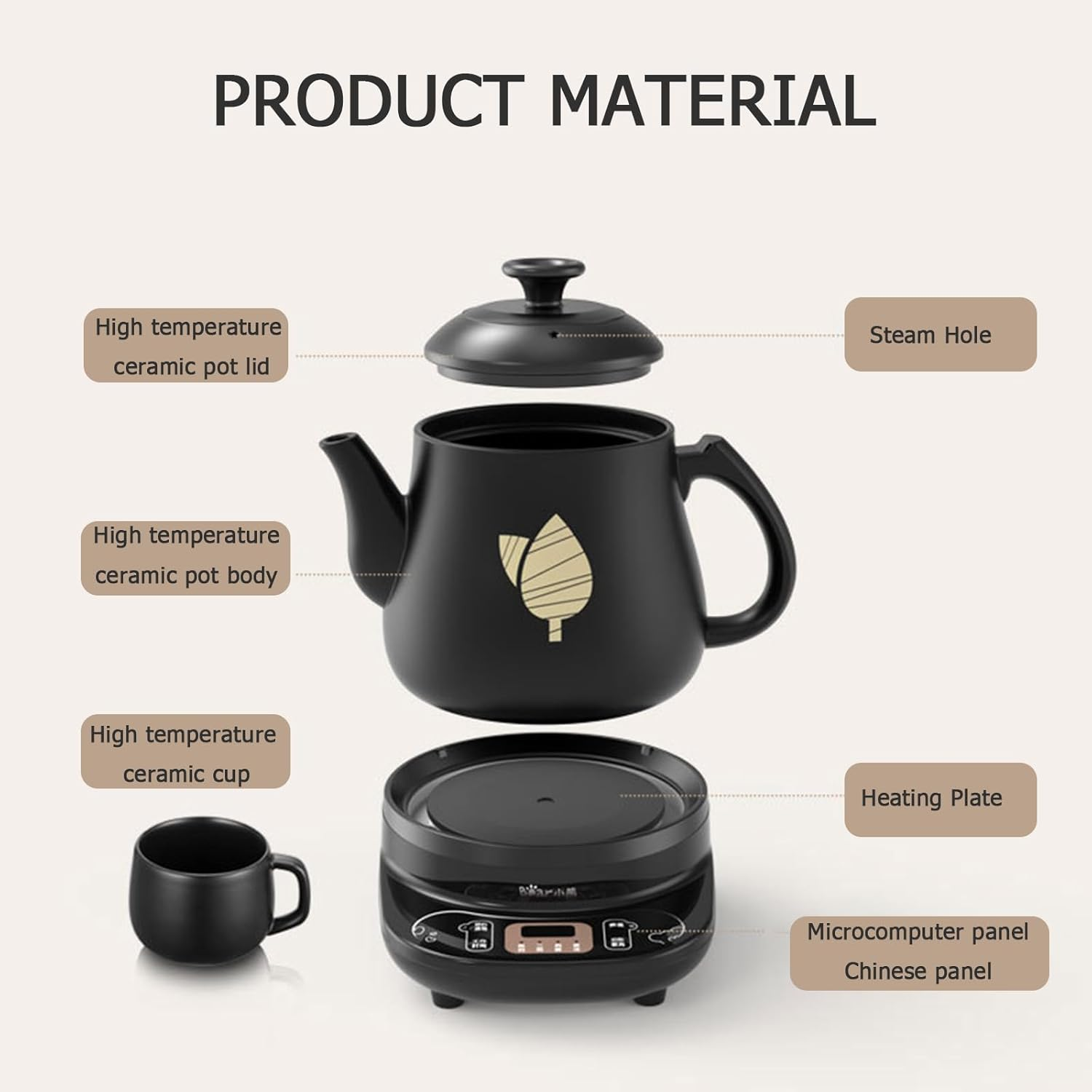 TECHBEAR Health Chinese Medicine Pot, 3L Automatic Herbal Medicine Cooker Ceramic Pot with 8 Hours Keep Warm, Multi-Function Electric Chinese Herb Tea Kettle for Home image number 1