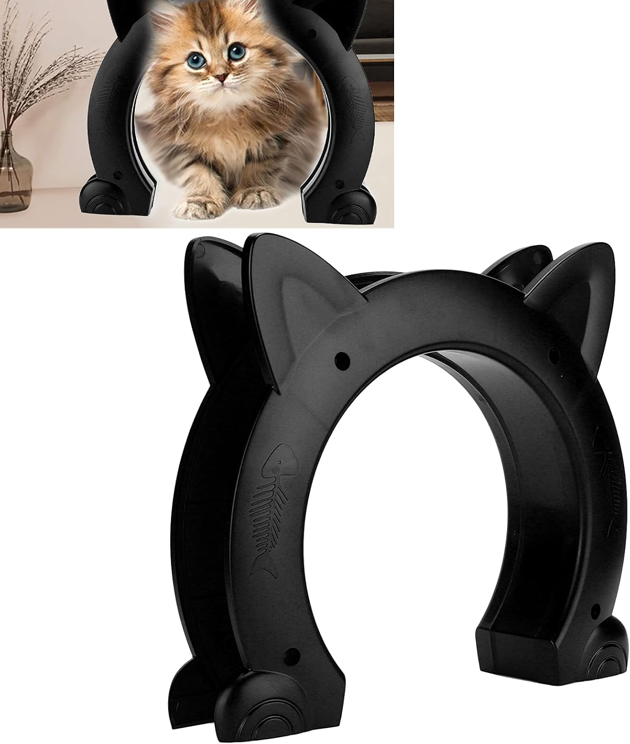 Cat Door, ABS Material Easy to Install Pet Gate for Window for Household Doors for Interior Exterior(Black) (Color : Black) image number 1