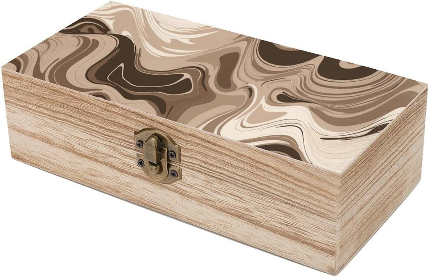 Taupe and White Wooden Box Wood Wedding Keepsake Boxes with Lids Small Decorative Boxes Lightweight Wooden Memory Storage Box for Crafts Keepsakes Jewelry Photo Letter Storage image number 3