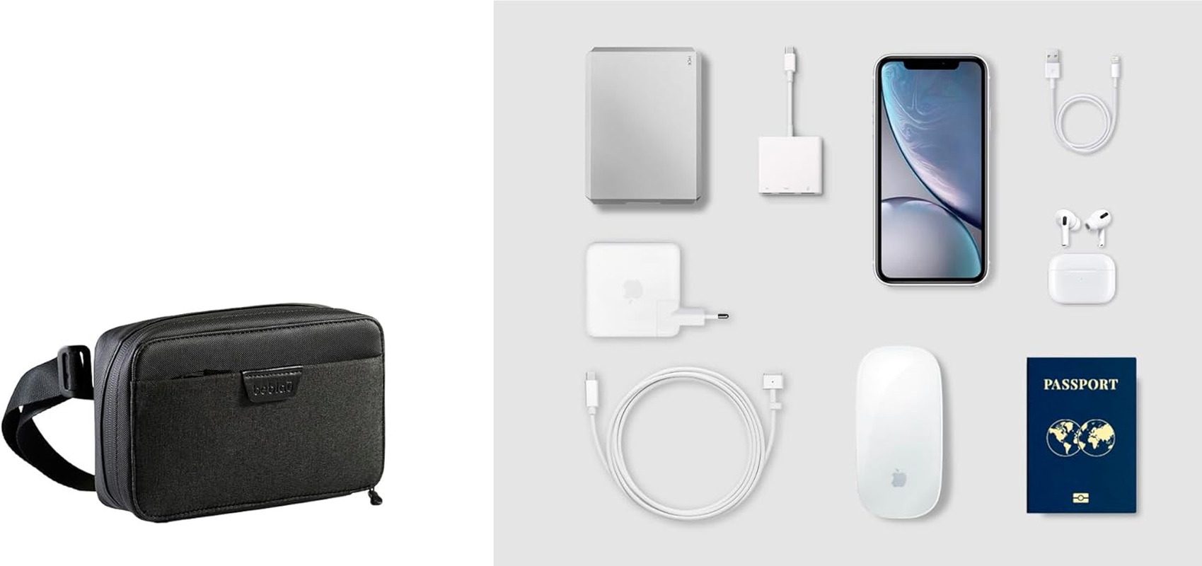 BEBLAU Cross Pouch Organizer W/Adjustable Strap. Premium Travel Tech Kit. Keep Essentials Organized with & Quick Access Pocket Storage. for Phones, Chargers, Cables, SIM Cards, HD, SD, Power Bank. image number 3