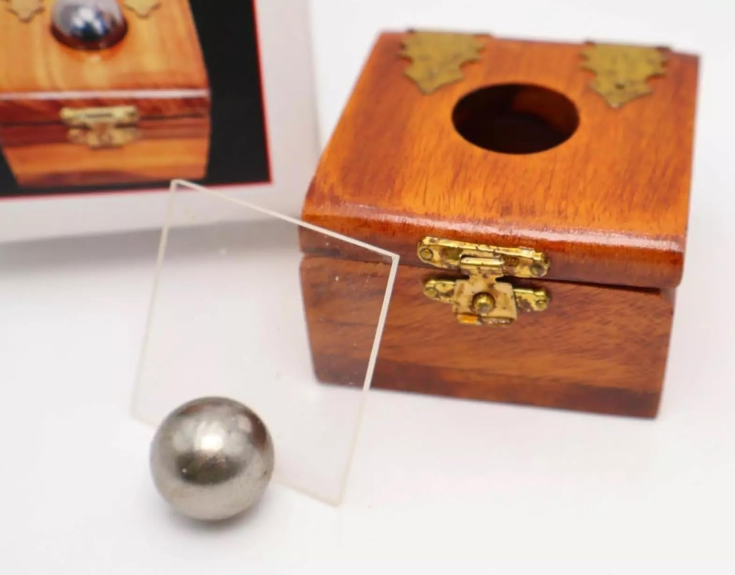 Milesmagic Magician'S Steel Ball Thru Glass Gimmick Box Penetration through Solid Glass Sheet Mentalism for Real Close up Street or Stage Illusion Magic Trick image number 6