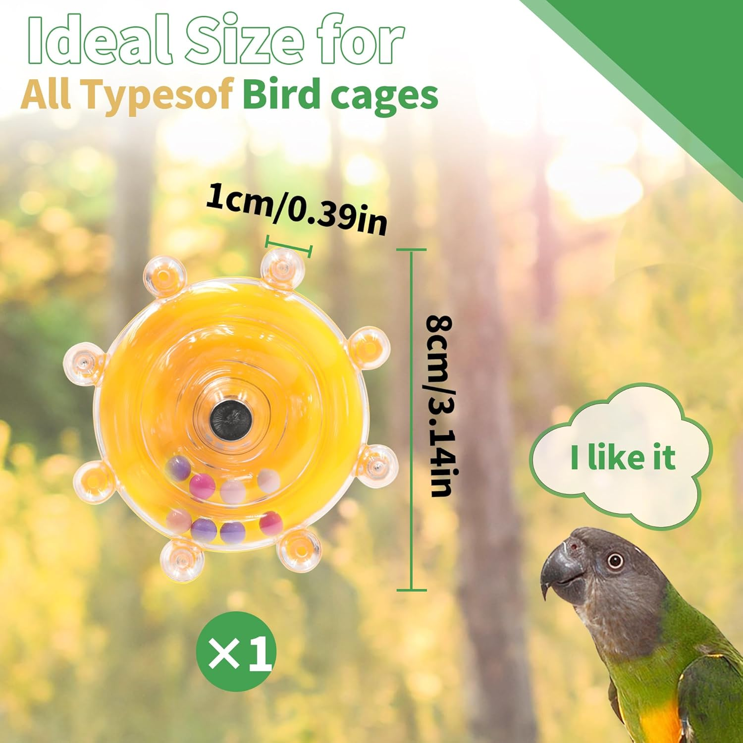 ORNAROVI Bird Toys for Parakeets, Interactive Spinner Rattle Budgie Toys, Rotating Wheel Chew Parrot Toys for Medium Birds Small Cockatiels Conures Enrichment Toy (Yellow) image number 3