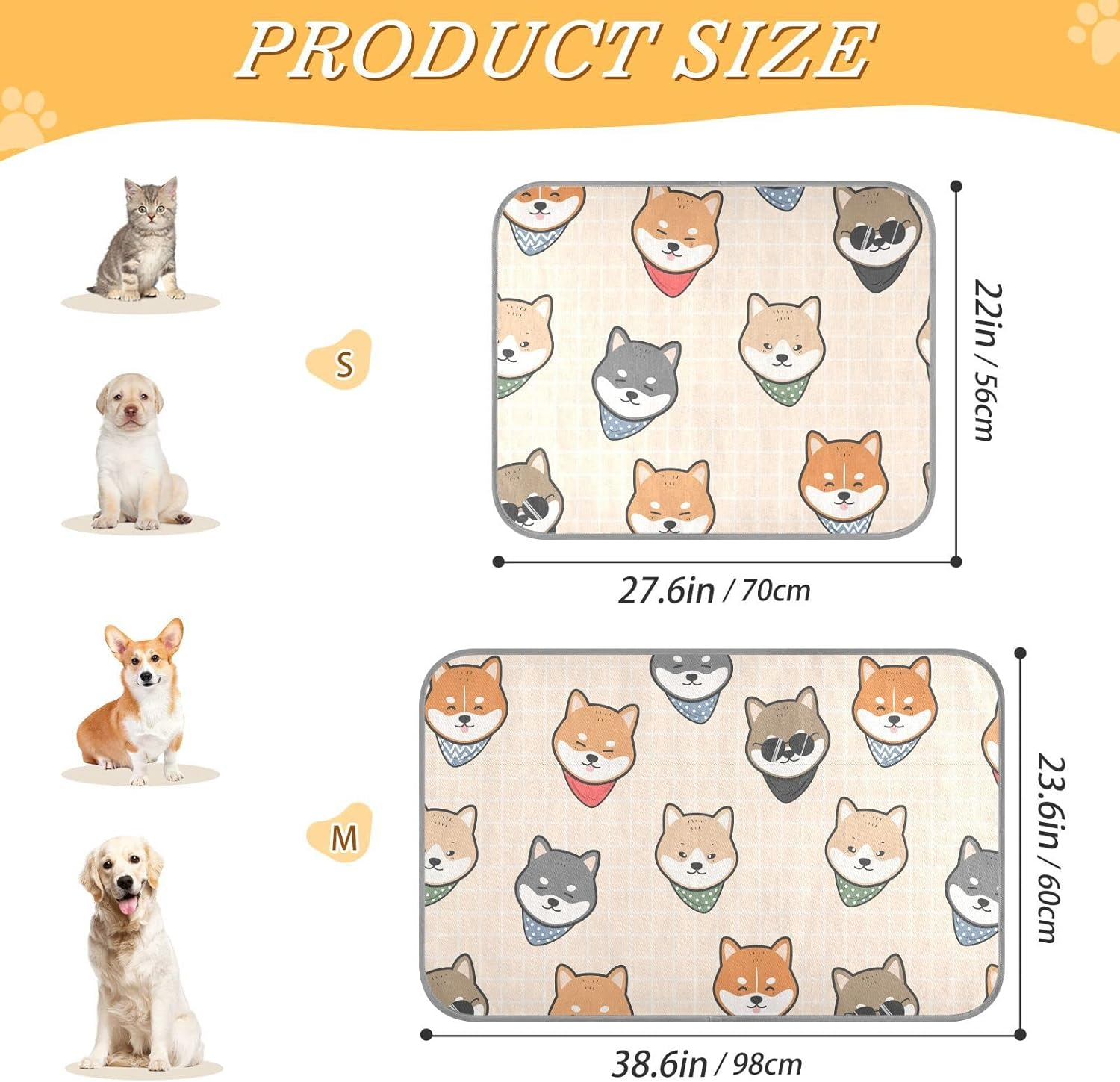 AIXIWAWA Shiba Inu Group Pet Cooling Mat for Cats Dogs Print, Summer Self Cooling and Sleeping Pad Small Size Non Toxic image number 6