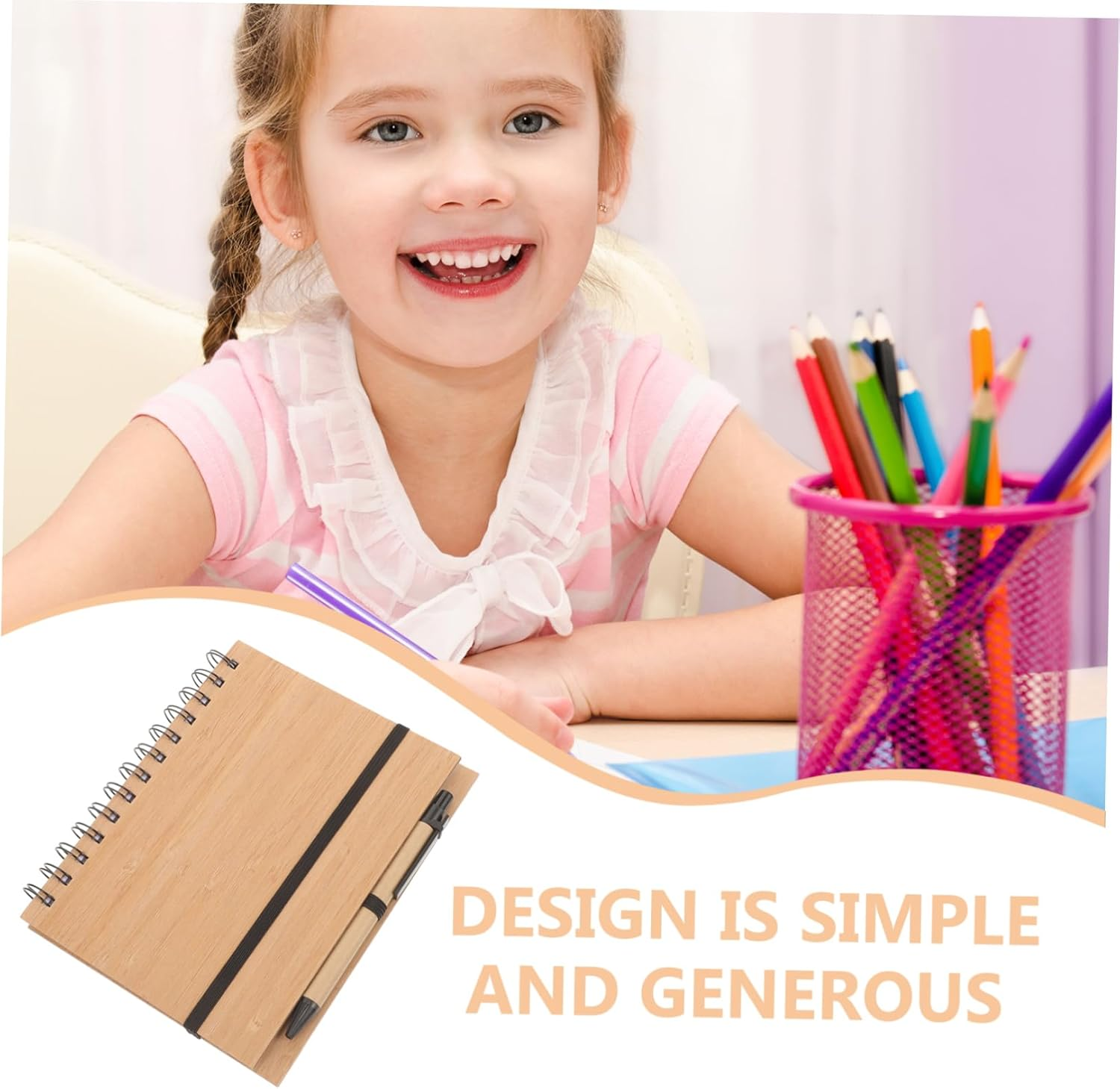 Operitacx Mini Notepad Bamboo Cover Compact Planner for Daily Planning Students Office Portable Memo Pad image number 4