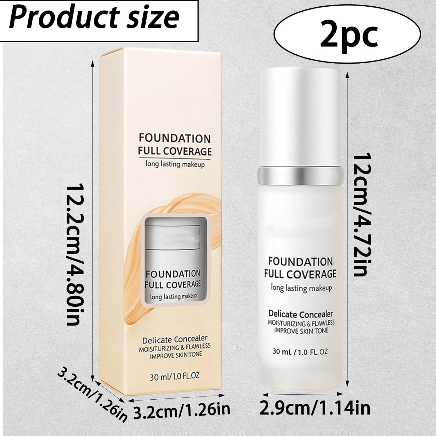 Foundation Liquid,Pack of 2, Colour Changing Foundation Makeup, White Foundation Liquid for Natural-Looking Finish, Travel-Friendly, 30Ml
