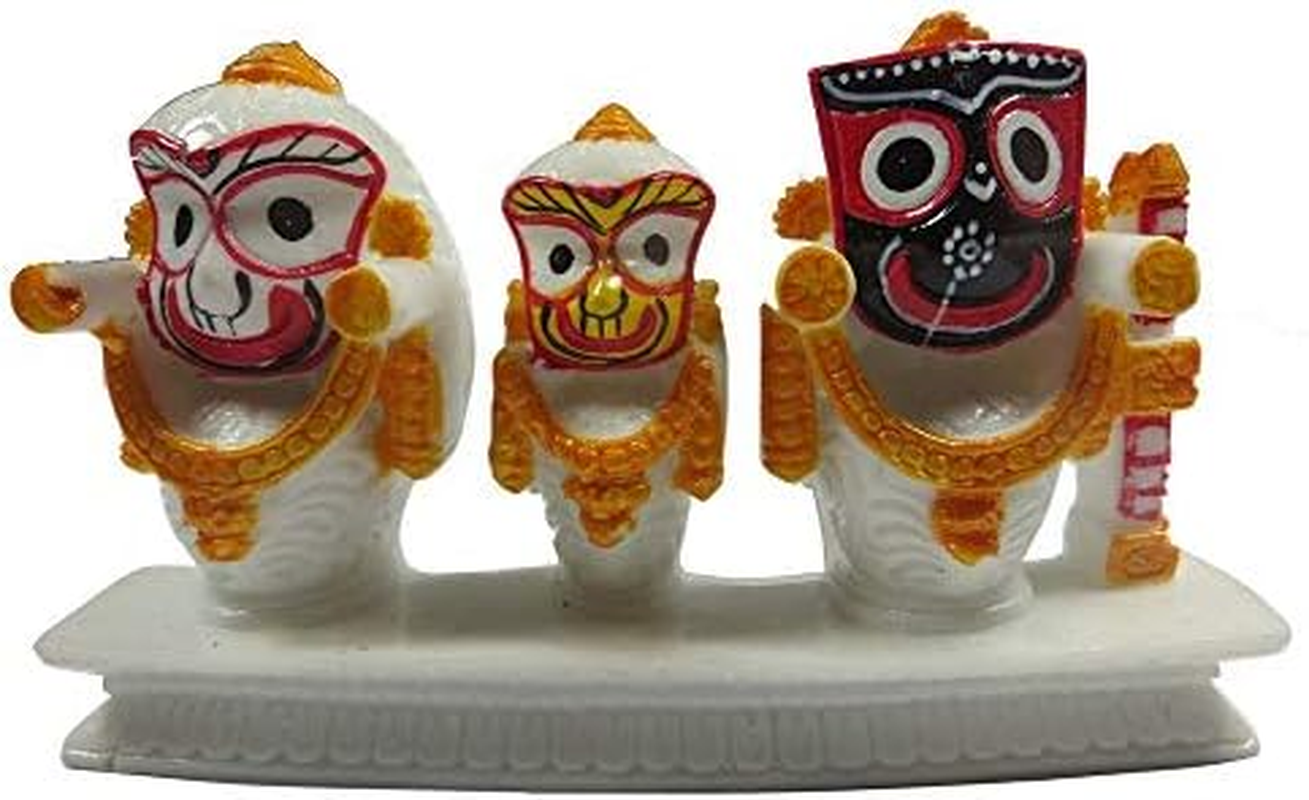 ORIVILLE Jagannath Balabhadra and Shubhdra Marble Dust Idol/ Murti for Car Dashboard, Home D&eacute;cor and for Puja. Best for Puja, and Gift. image number 1