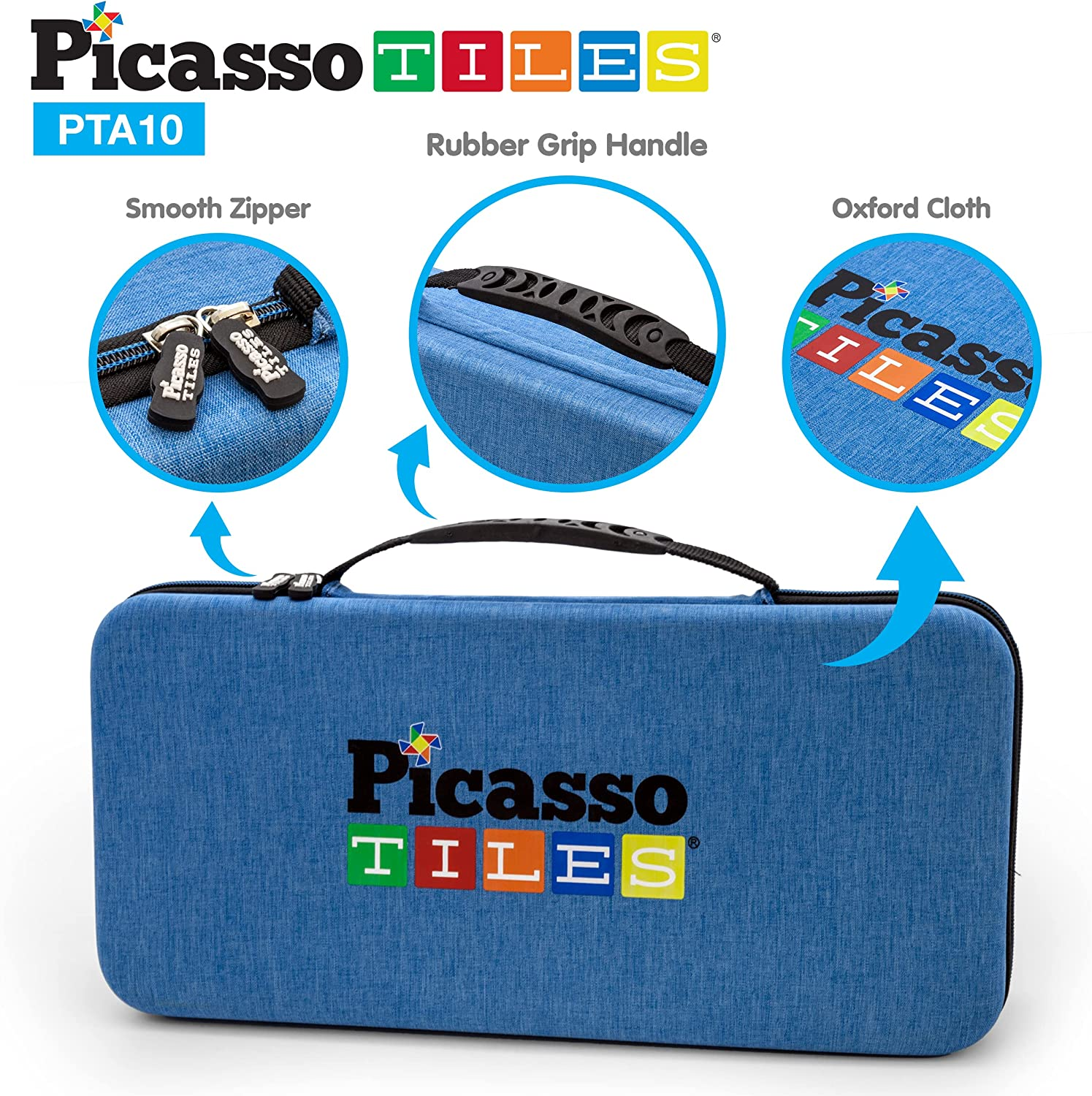 Picassotiles Picassotoys Toy Carry Case Magnetic Tiles Construction Blocks Travel Bag EVA Storage Organizer Box Action Figure Character Accessory STEM STEAM Toys Portable Water Resistant Oxford Cloth image number 2