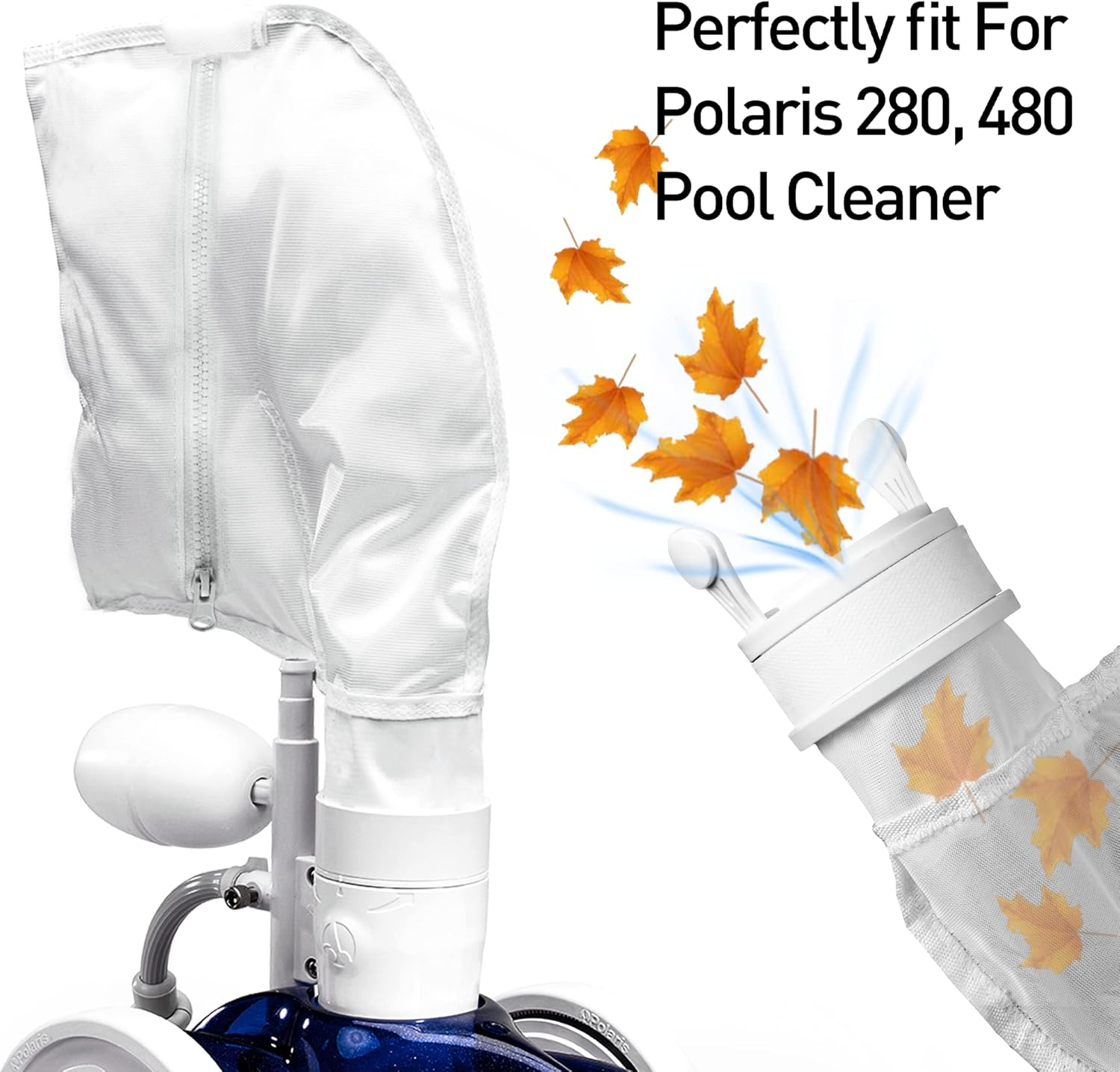 2 Pack，Nylon Mesh Pool Cleaner Bagsbag Zipper Replacement for Polaris 280 & 480 Pool Cleaner All Purpose Filter Bag for 280 Polaris Replacement Bagspool Cleaner Replacement Part K13 K16