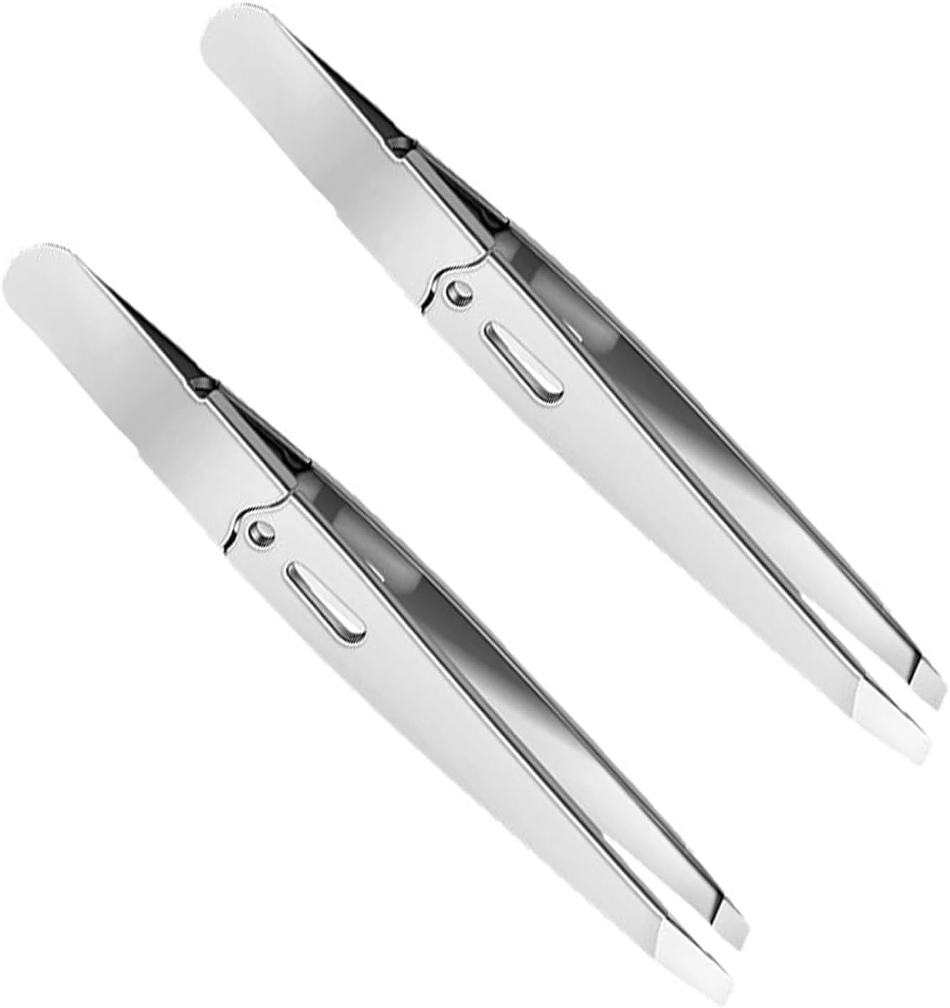 Lexziuo 2PCS Precision Tweezers Set - Professional Slant & Pointed Tweezers for Eyebrows, Facial Hair Removal, Splinter and Ingrown Hair - Stainless Steel Beauty Tools for Women & Men image number 4