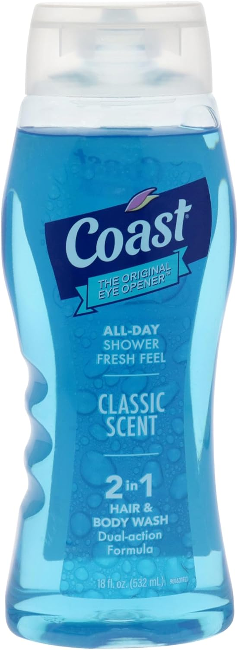 Coast 2-In-1 Hair and Body Wash - Rich Foamy Lather - Clean Rinsing Formula without Drying Out Skin - Dual Action - No Parabens or Phthalates - 18 Oz.