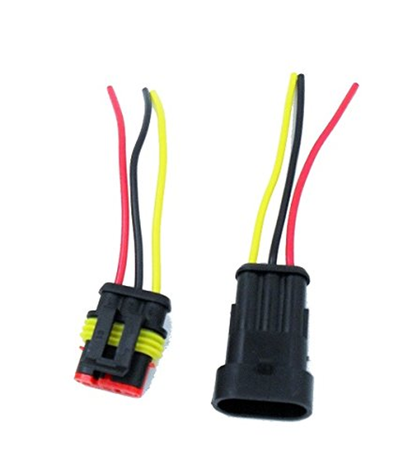 HIGHROCK 5 Kit 3 Pin Way Car Waterproof Electrical Connector Plug with Wire AWG Marine image number 2