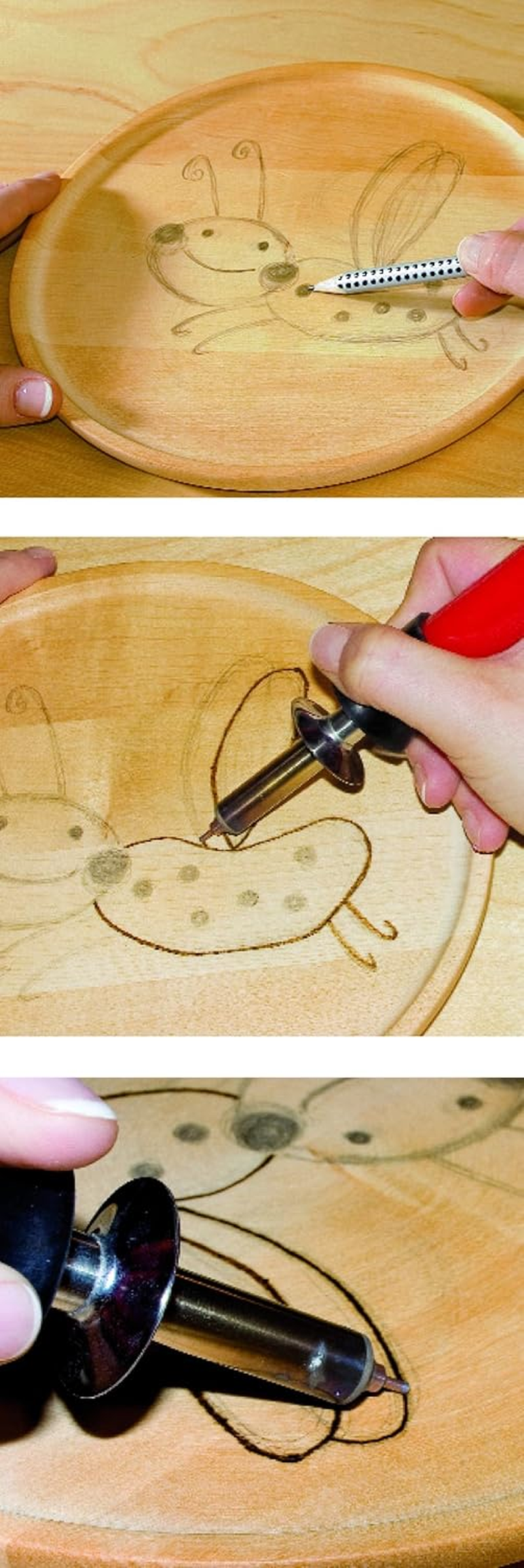 Pebaro Glorex 6 1671 001 Pyrography Pen with 9 Brass Attachments with Support Stands, Power Connection Euro Plug 230 V / 30 W for Burning on Wood, Leather, Cork and Other Materials image number 5