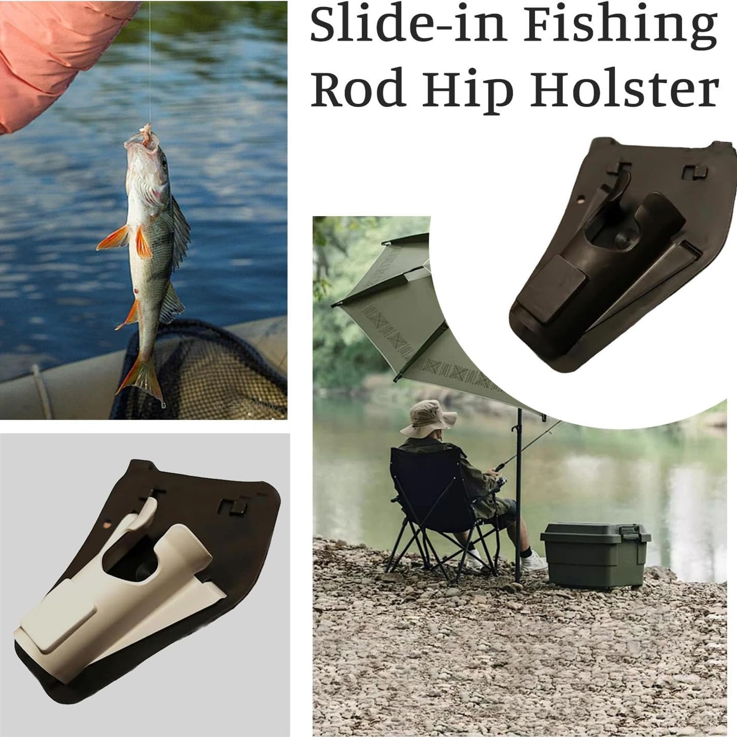 IONPSHG Slide in Fishing Rod Hip Holster Adjustable Hands Free Waist Belt Holder for Wading Surf Fly & Bank Fishing Quick Draw Durable Pole Holster Gear (Grey) image number 3