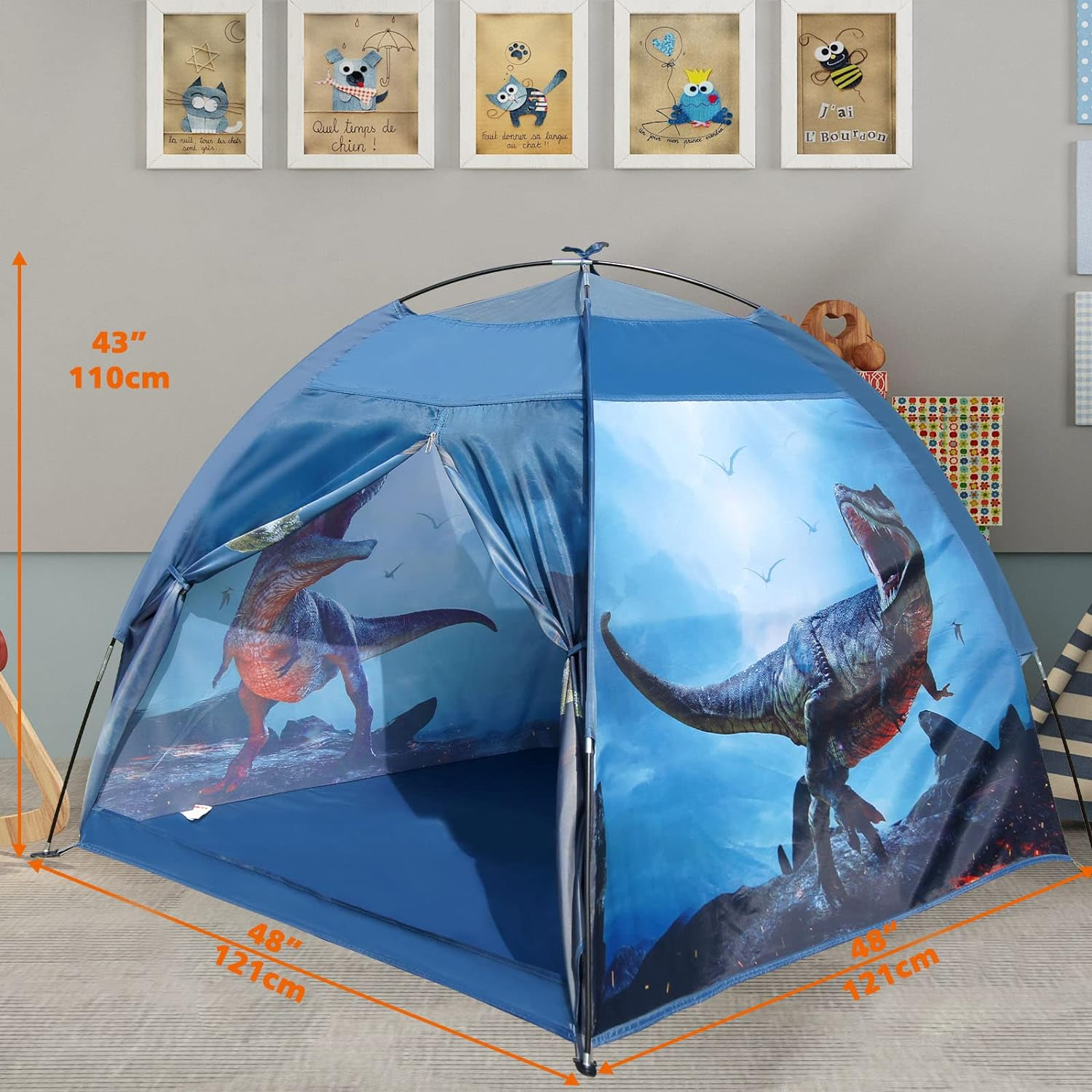 Dinosaur Tent for Kids with Real Dinosaur Theme Kids Play Tent, Outdoor and Indoor Tent for Kids, Dinosaur Toys for Boys & Girls to Have Fun image number 4