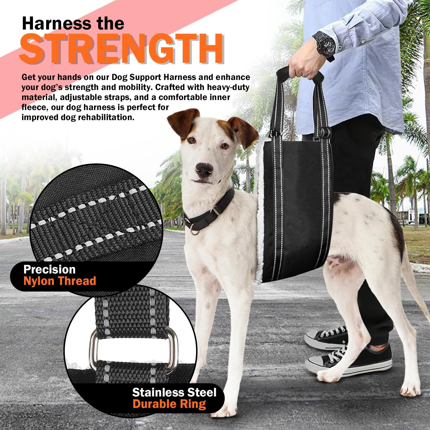 Dog Lift Support Harness Portable Sling for Support to Help Dogs Rear Rehabilitation and Disable Injured Elderly Pet - Helps Dog with Weak Front or Rear Legs Walk, Get into Cars, Climb Stairs - Medium image number 1