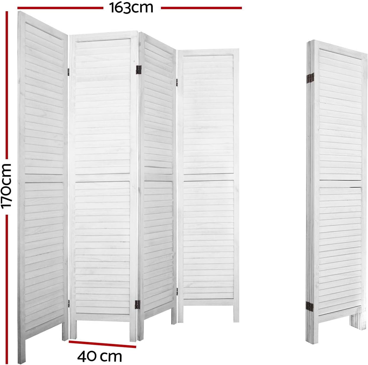 Artiss Room Divider, Folding Wooden Privacy Portable Screen Shelf Dividers Partition Wall Screens Home Pet Child Indoor Balcony Bedroom Furniture, Separator Water-Resistant White image number 2
