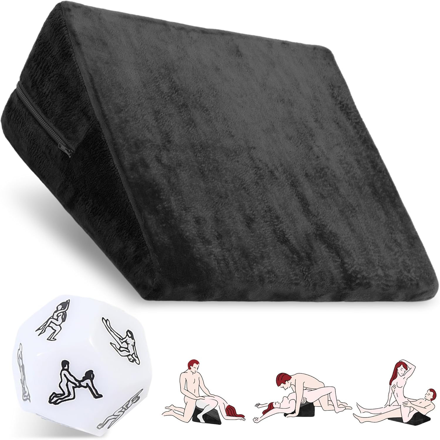 Sex Pillow Wedge Position Pillow Sex Furniture Foam Sex Cushion and Dice Sex Games for Adult Couples (Pink)