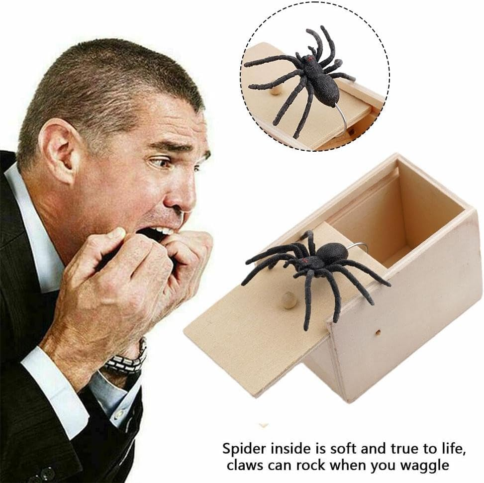 WADY Rubber Spider Trick Box, Fun Spider Money Surprise Box, Spider Prank Box, Spider Box Prank, Handmade Wooden Trick Surprise Box Spider Hidden in One Box Trick Toys image number 1