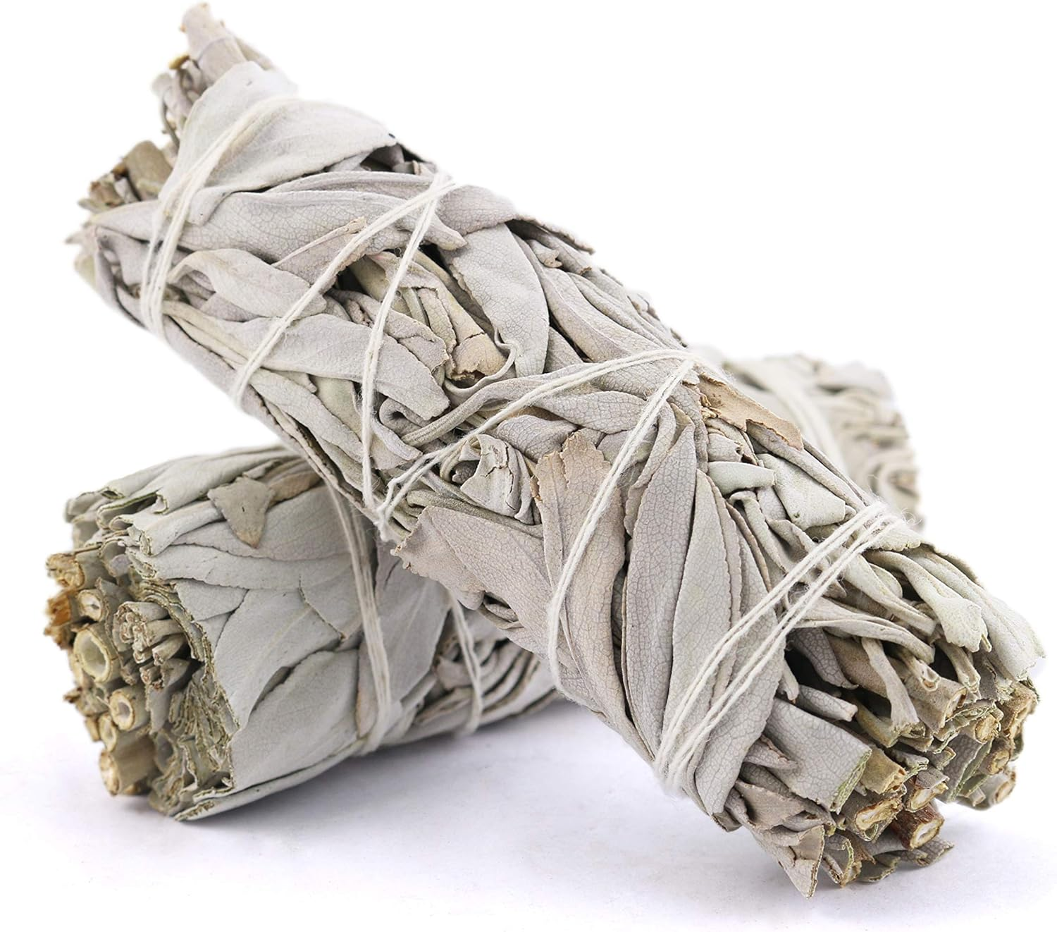 Ancientveda 4 Inch White Sage Smudge Sticks Bulk (3 Pack) - Cleansing House | White Sage for Smudging and Negative Energy Yoga - California Sage Bundles